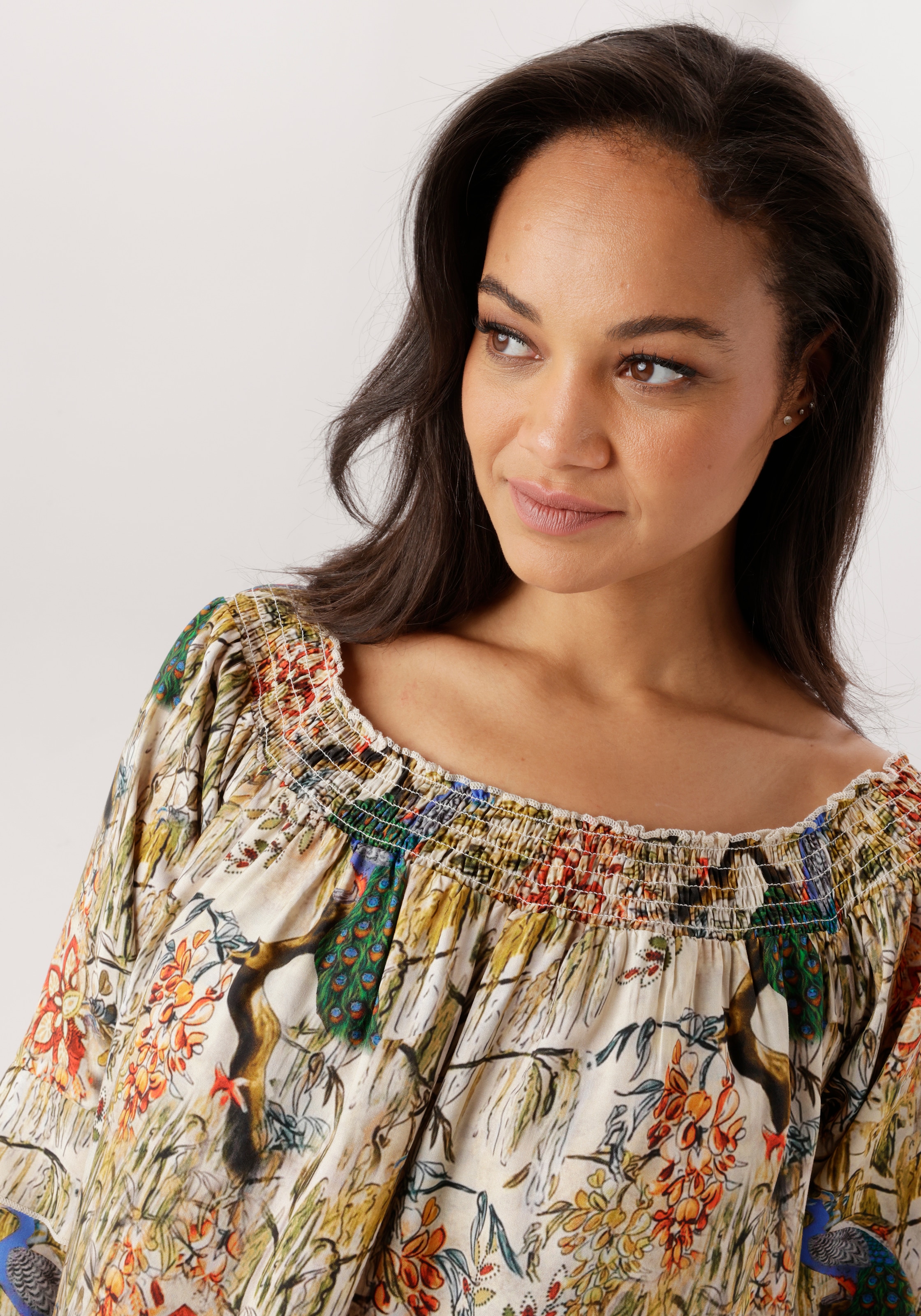 Aniston PLUS Robe chemisier mit Gummizug am Ausschnitt- NEUE KOLLEKTION