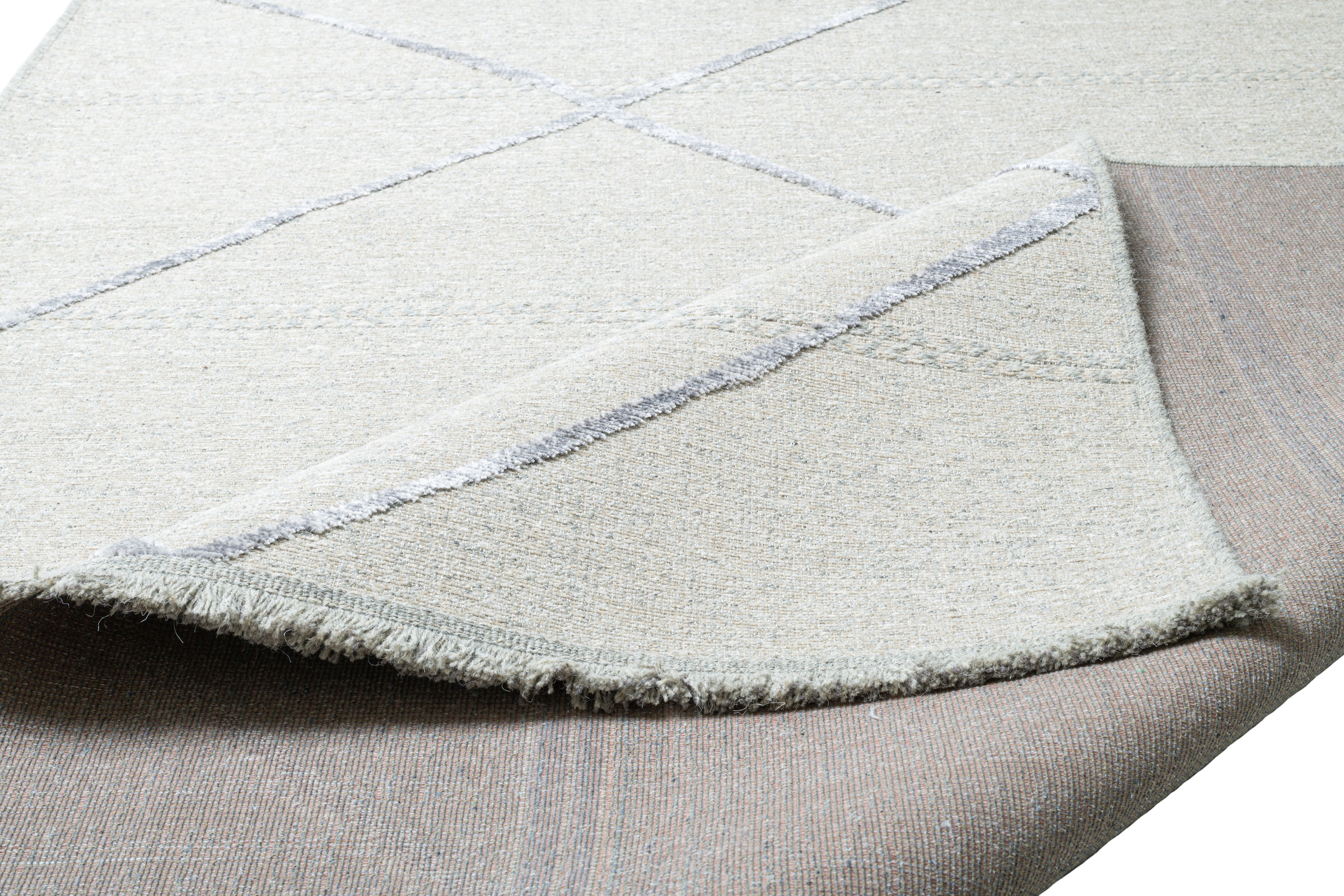 Sansibar Tapis »Braderup« Rectangulaire 2 mm Höhe tissu plat, design scandinave moderne, motif losanges, avec franges