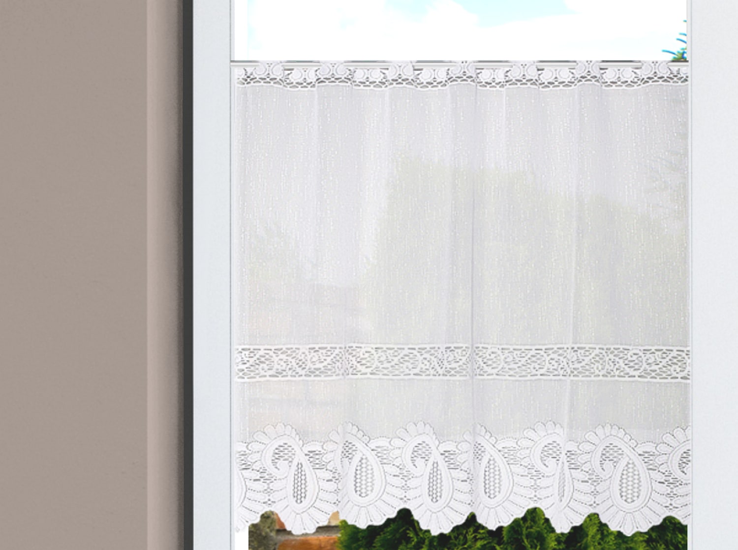 HOME WOHNIDEEN Gardine »LEONORA« Stangendurchzug 1 Stk. tlg. Kurzstore Jacquard, Scheibengardine
