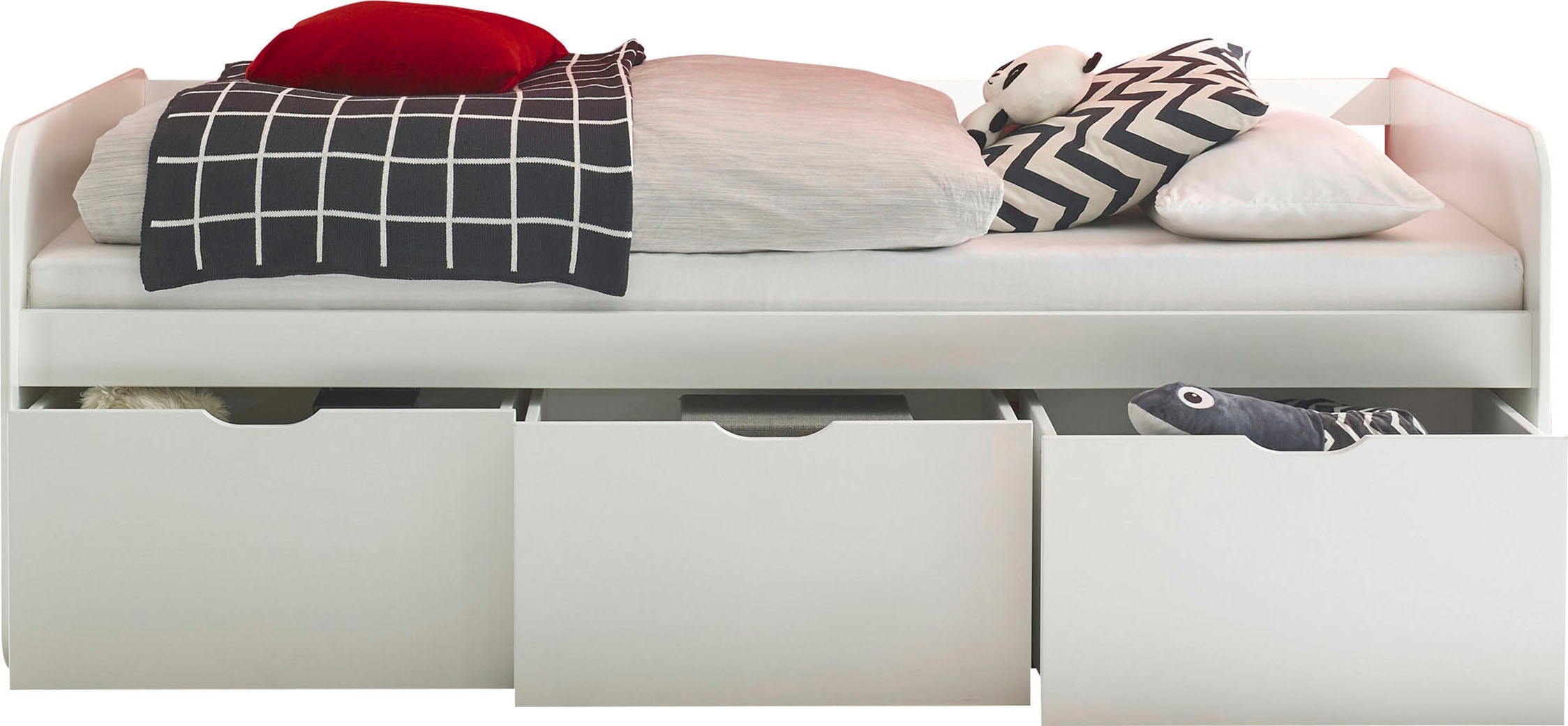 Begabino Lit de rangement »Eino Bett, Einzelbett« comprend 3 tiroirs coulissants