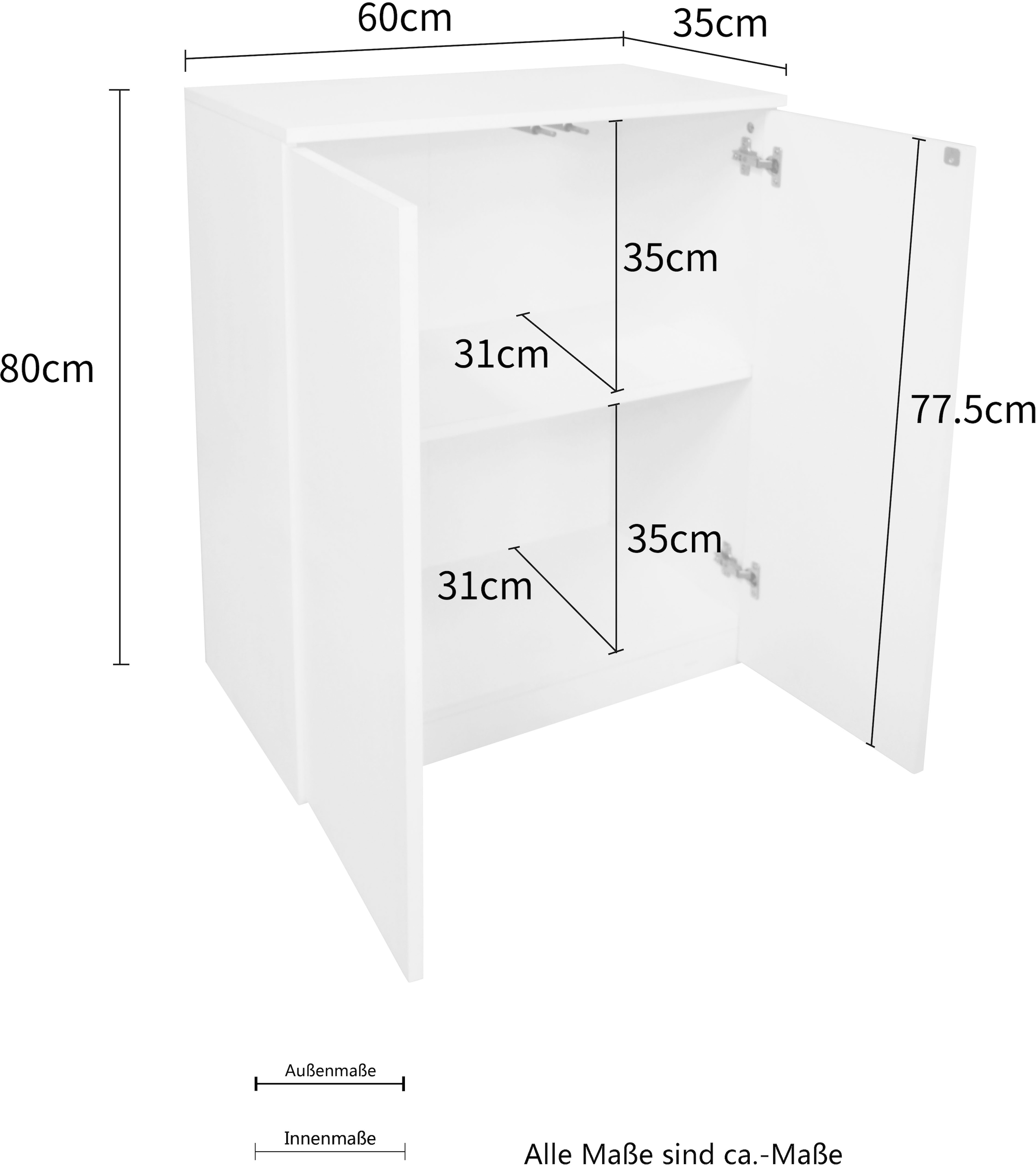 GOODproduct Aktenschrank »Jarvie« Mehrzweckschrank, Push-to-open, 2 Fächer, 60x80 cm