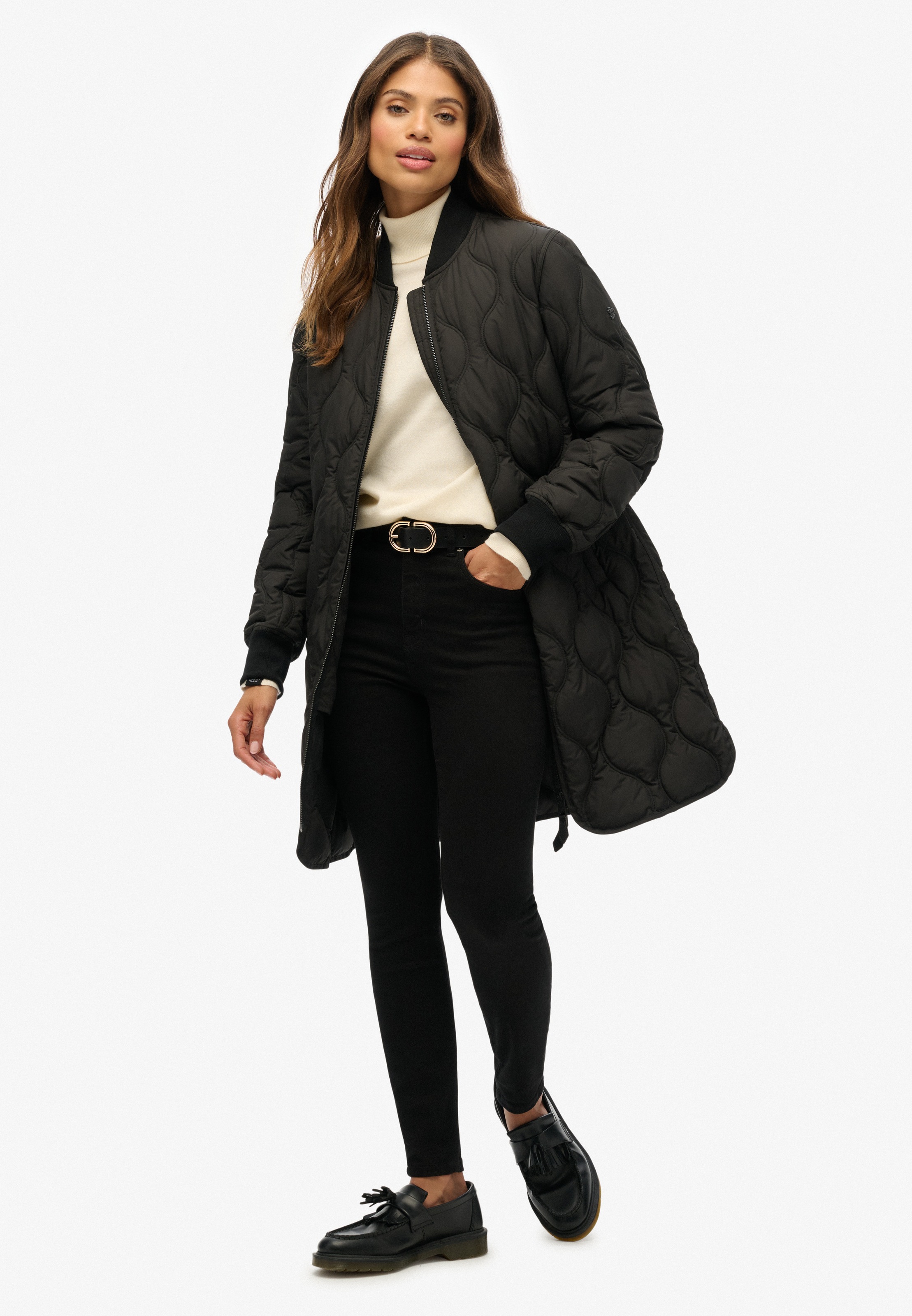 Superdry Steppjacke »LONG QUILTED LINER JACKET« ohne Kapuze