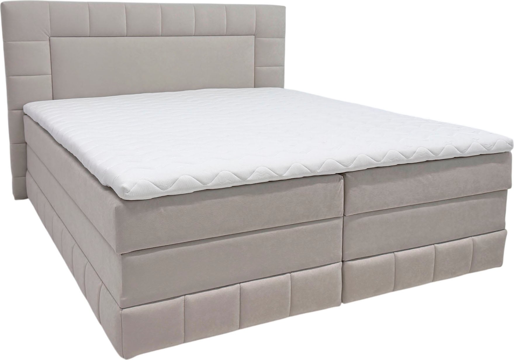 GOODproduct Lit de boxe »PHILIPPA, Polsterbett mit Bettkasten, mit Taschenfederkernmatratze H3« avec un topper en mousse froide, housse en microfibre, éclairage LED en option