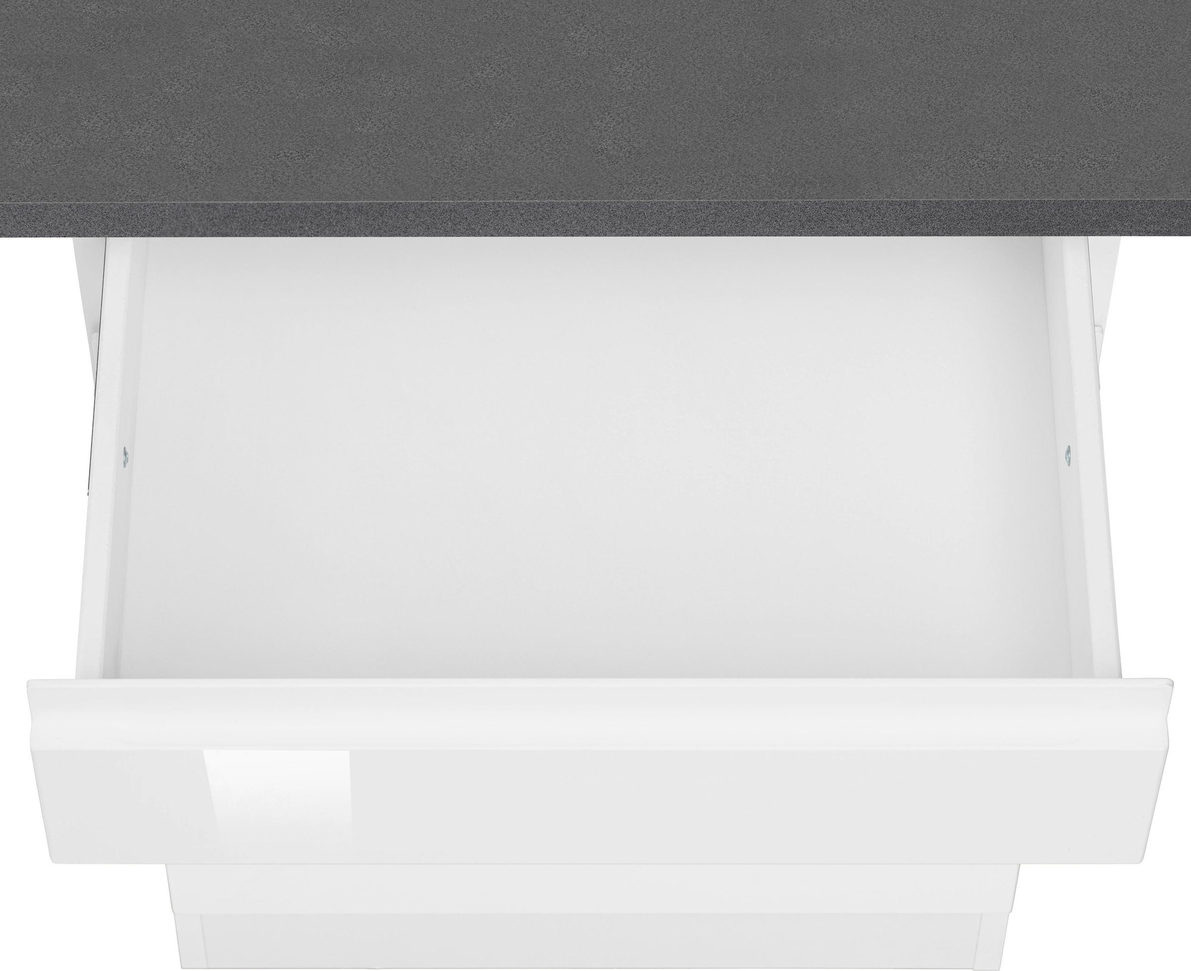 KOCHSTATION Kitchenette »KS-Virginia,neu in verbesserter Ausführung« plan de travail épaisseur 38 mm, rangement, fermeture douce,  Largeur 280 cm, fermeture douce, avec ou sans appareils électriques