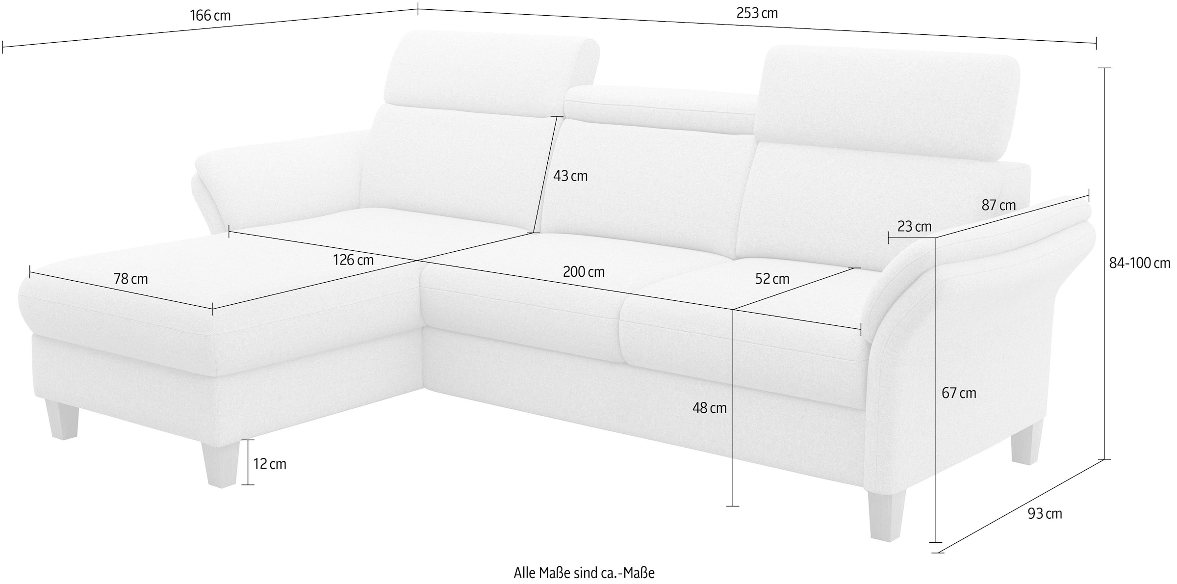 Home affaire Canapé d'angle »Glendale, L-Form« inkl. Kopfteilverstellung, wahlweise mit Vorziehsitz und Bettkasten