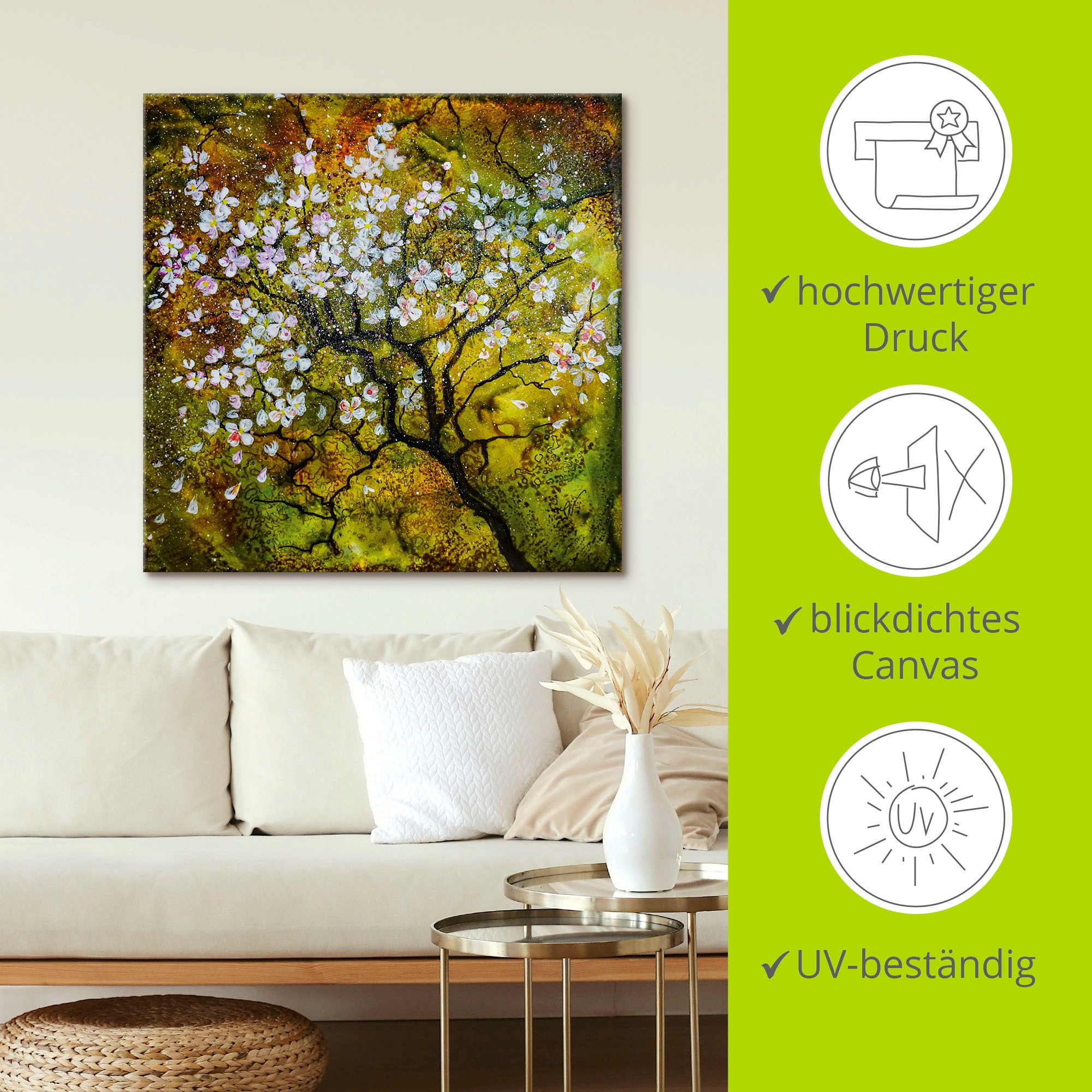 Artland Tableau sur toile »Kirschblüte« 1 cuis tlg. auf Holzrahmen gespannt