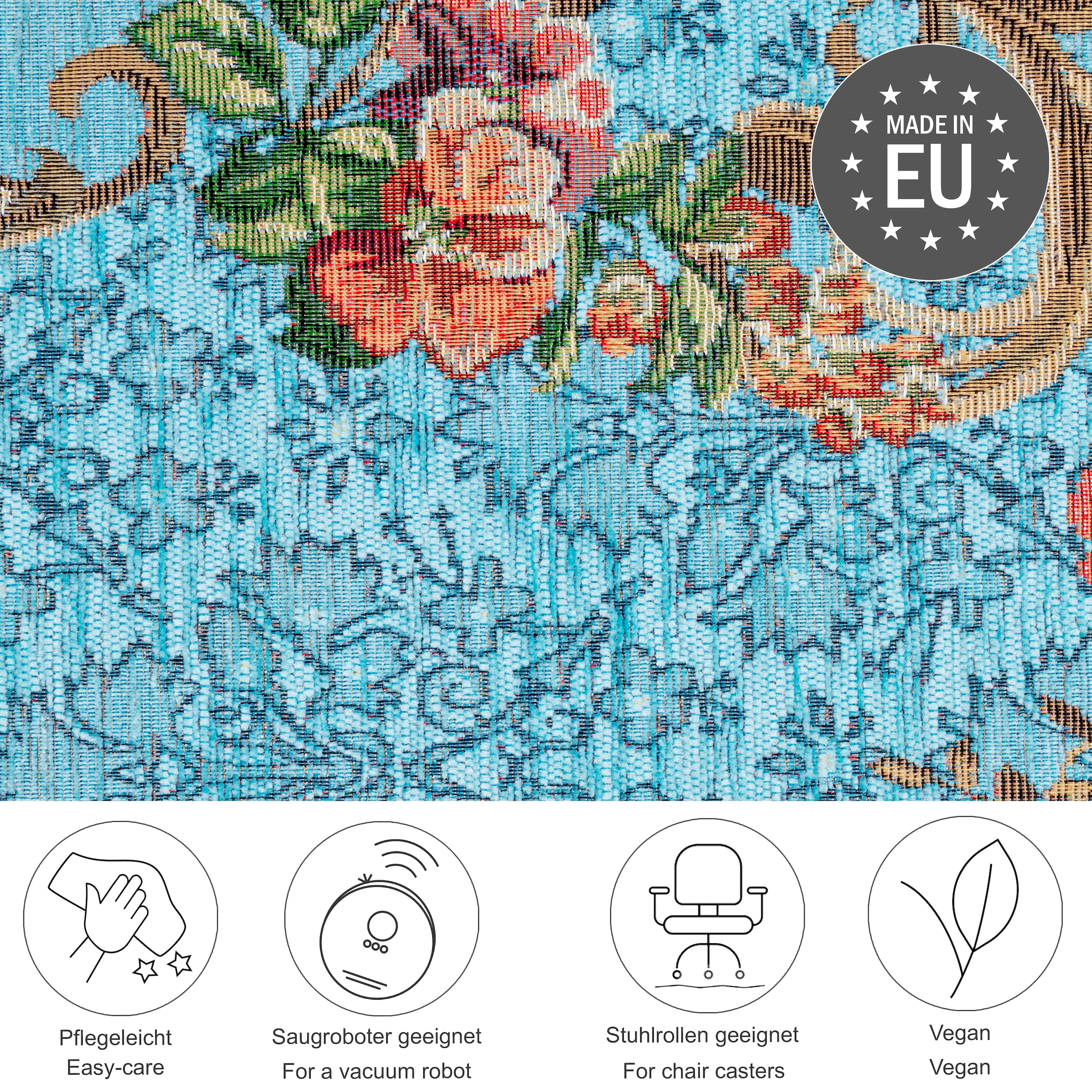 THEKO »Flomi Floral« rechteckig 3 mm Höhe gewebt, Blumen Design, ideal im Wohnzimmer & Schlafzimmer