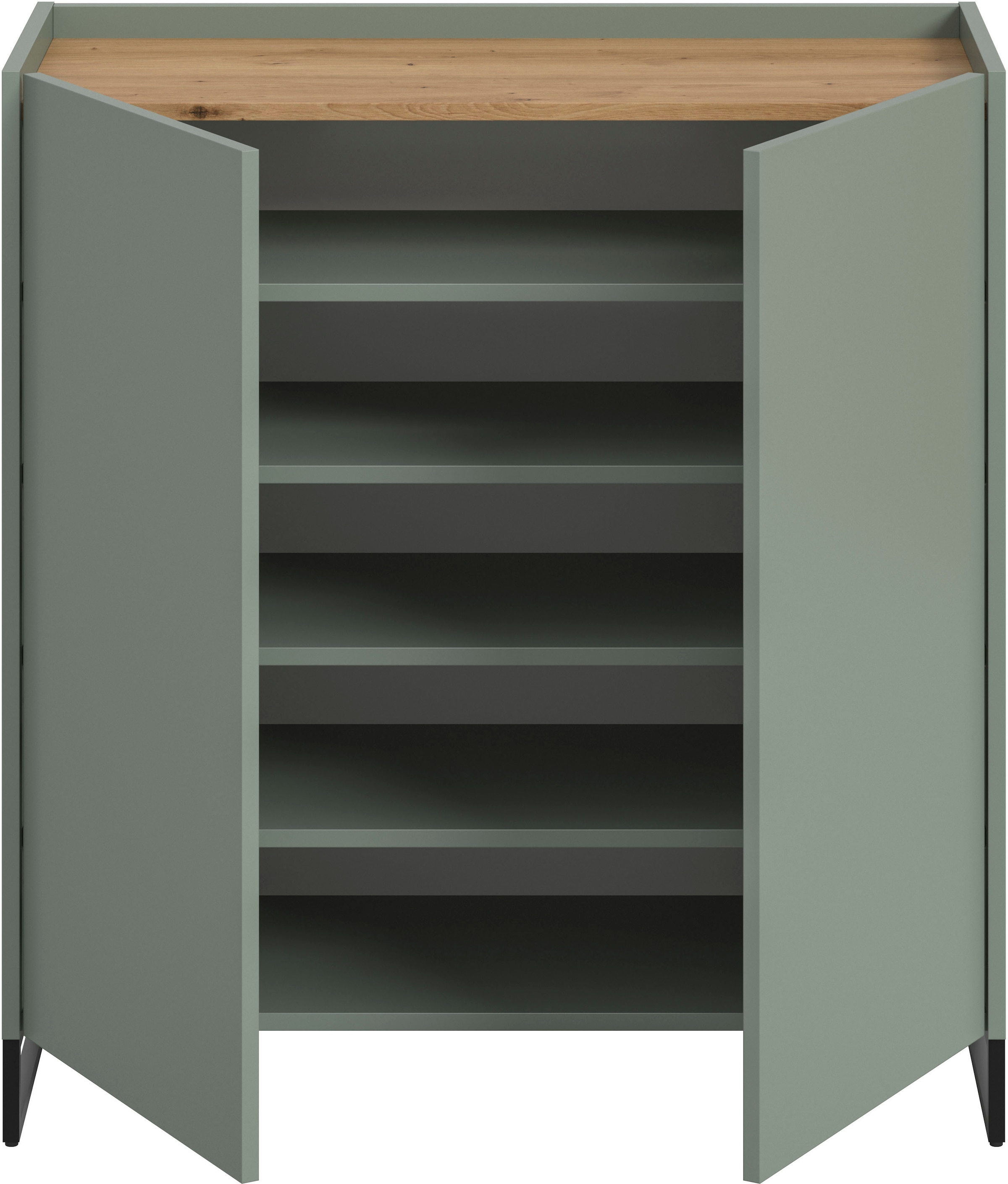 Home affaire Schuhschrank »EVRID, Breite 90cm, 2 Türen, 5 Einlegeböden, inkl. Metall-Kufenfüsse« individuell mit anderen Artikel der Serie EVRID erweiterbar, 1 Stk. tlg. Schuhkommode, Kommode, Sideboard, Garderobenschrank, Flurkommode