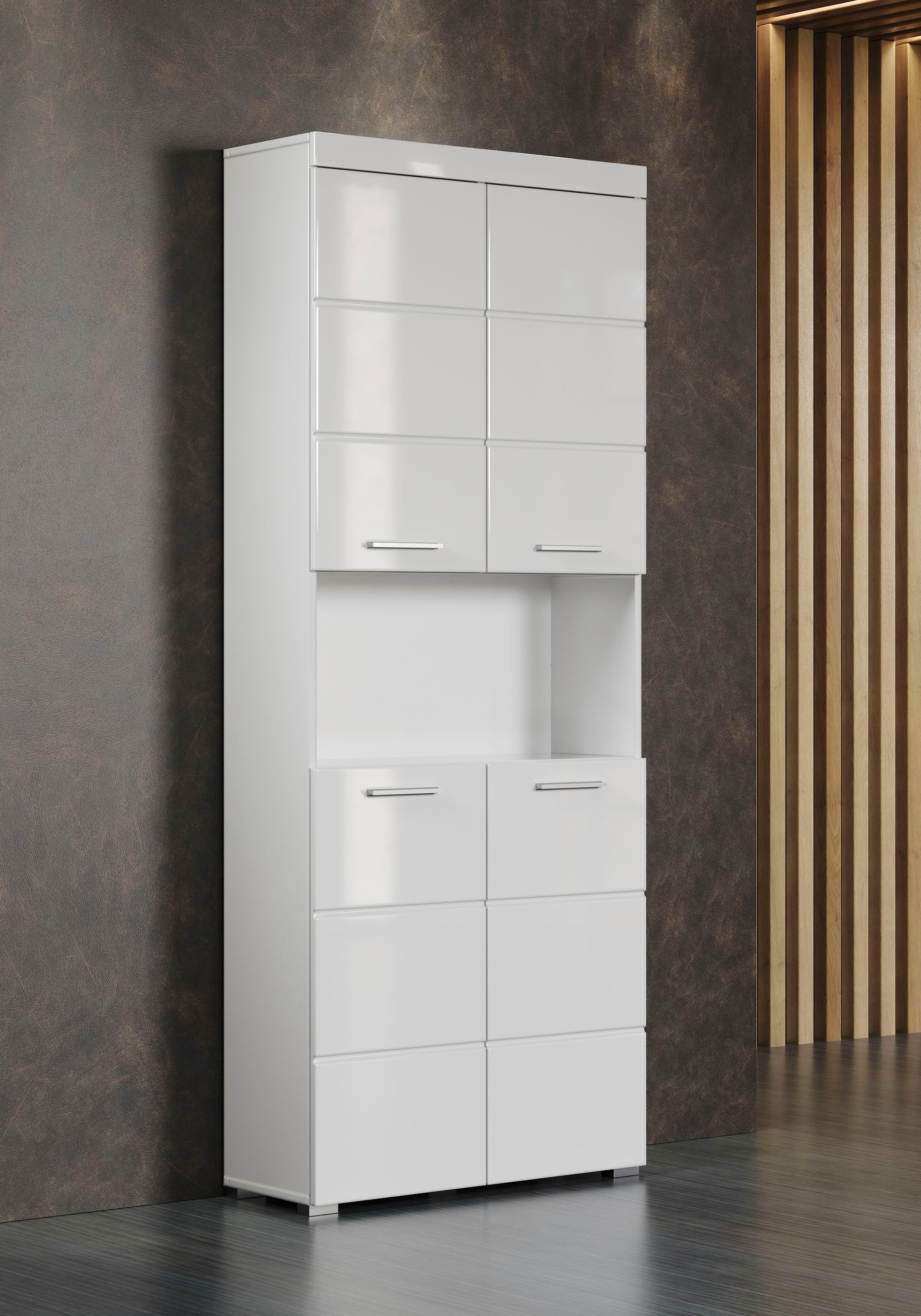 welltime Hochschrank »Avena« Badschrank 4-türig mit o. Fach und 4 Einlegeböden - B/T/H 73/31/190 cm