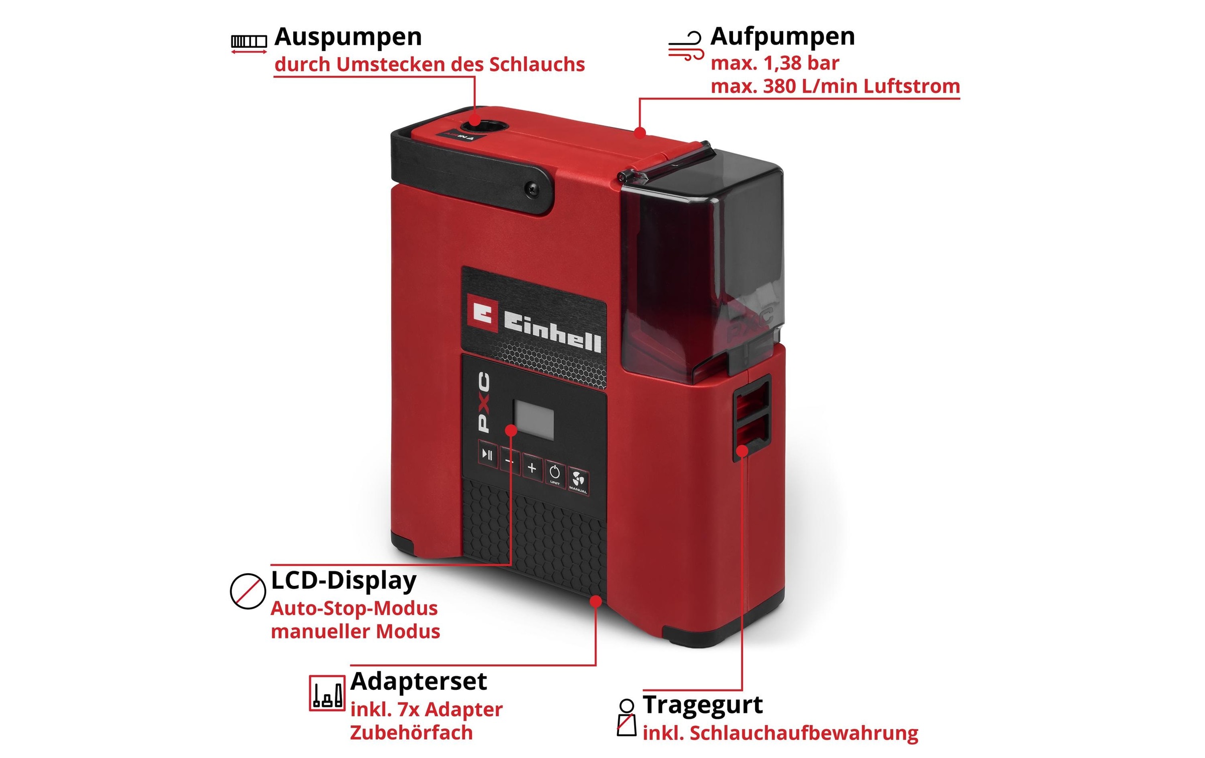 Einhell Compresseur »Einhell Akku-SUP-Kompressor 18/380 Solo 1.38 bar, 380 l/min«