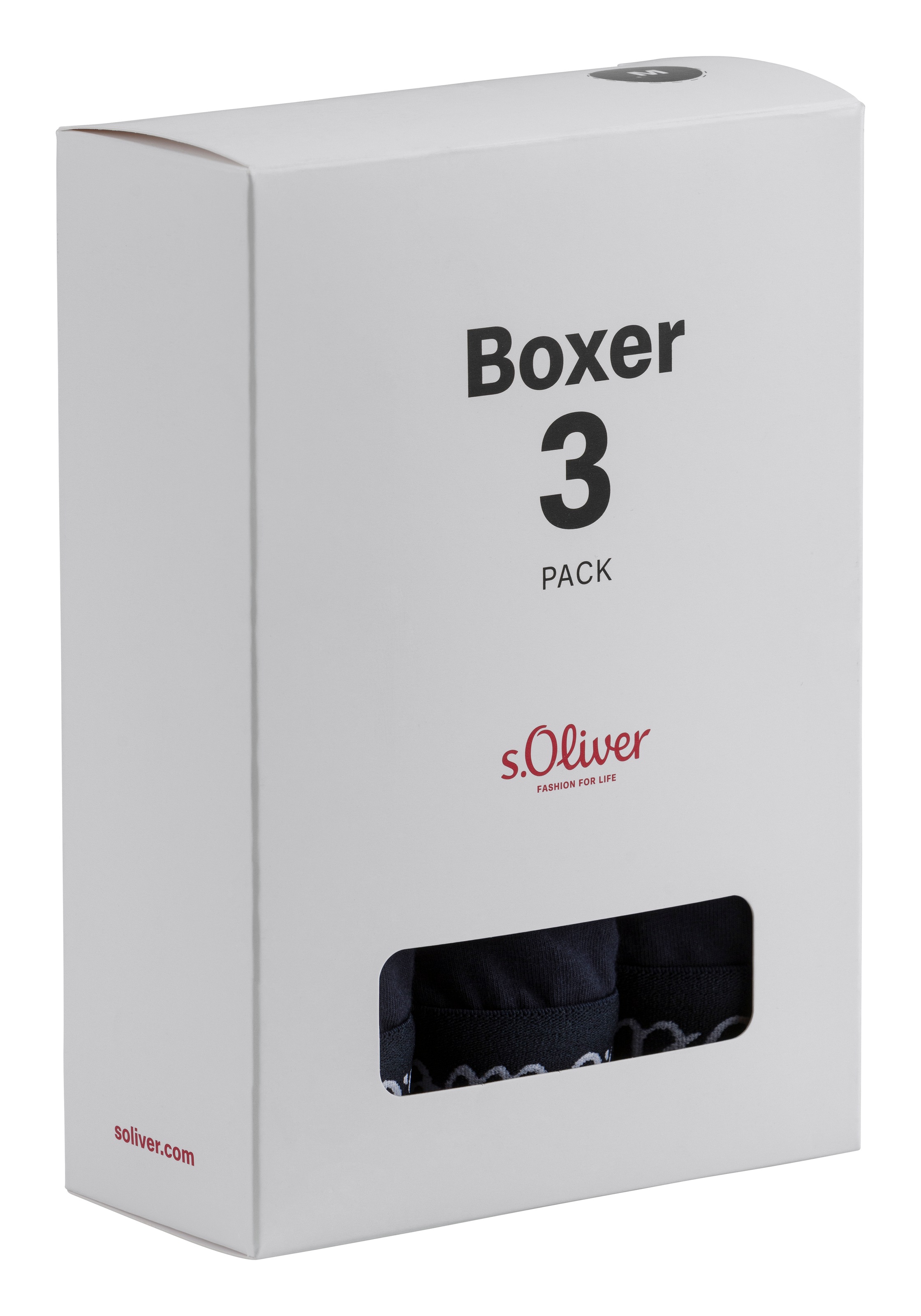 s.Oliver Boxer Packung, 3 Stk. mit farblich passendem Logo-Webbund