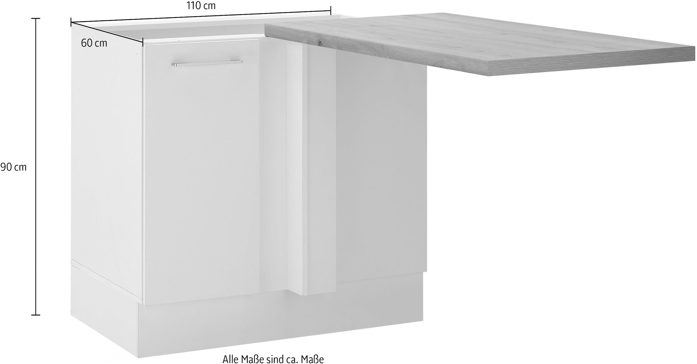 BASIC by Balculina Eckunterschrank »Turin« 1 Stk. tlg. Breite 110 cm, wahlweise in schwarz matt oder weiss matt