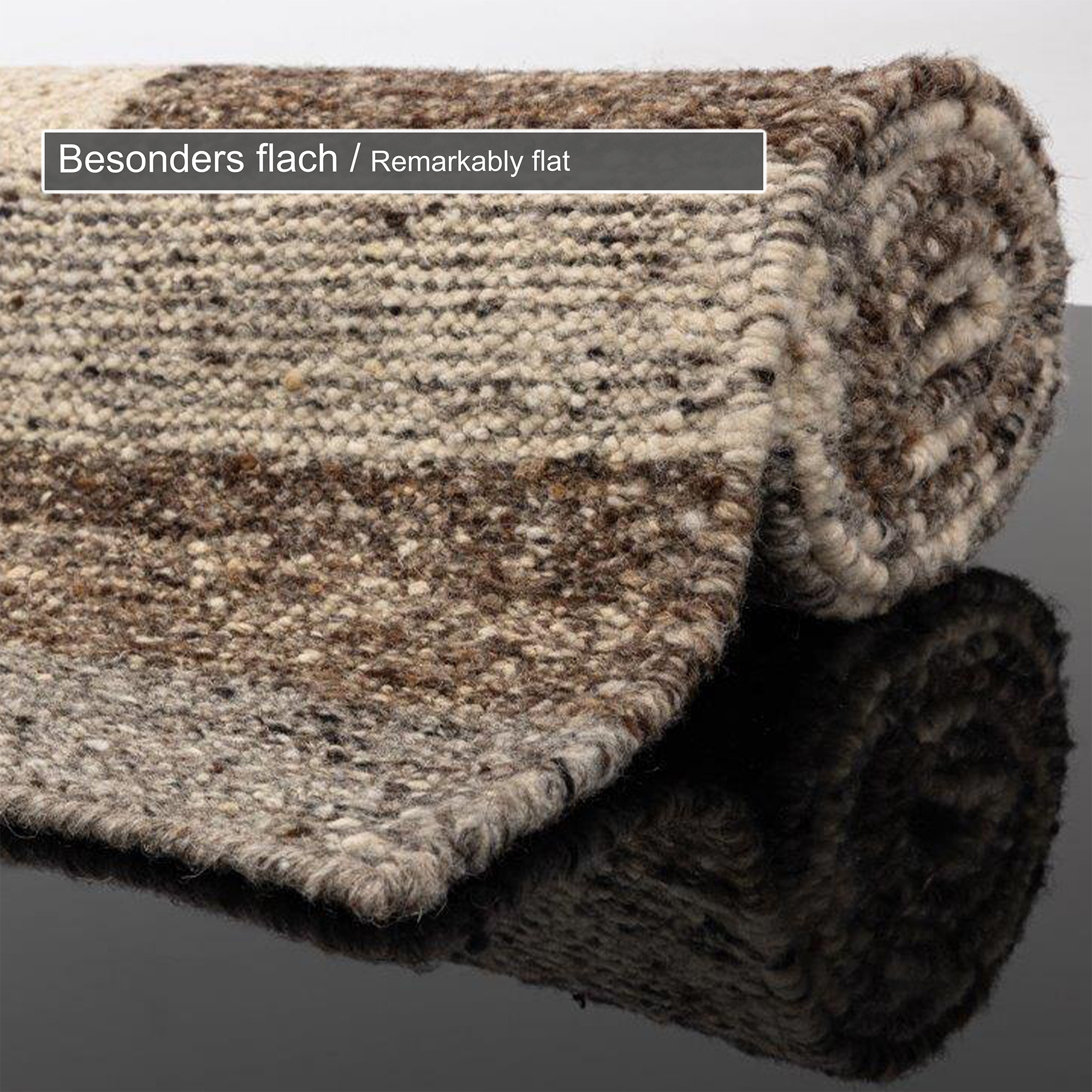 THEKO Wollteppich »Ehrwald TK-157« rechteckig 12 mm Höhe Wendeteppich, besonders flach, handgewebt, reine Wolle, mit Bordüre