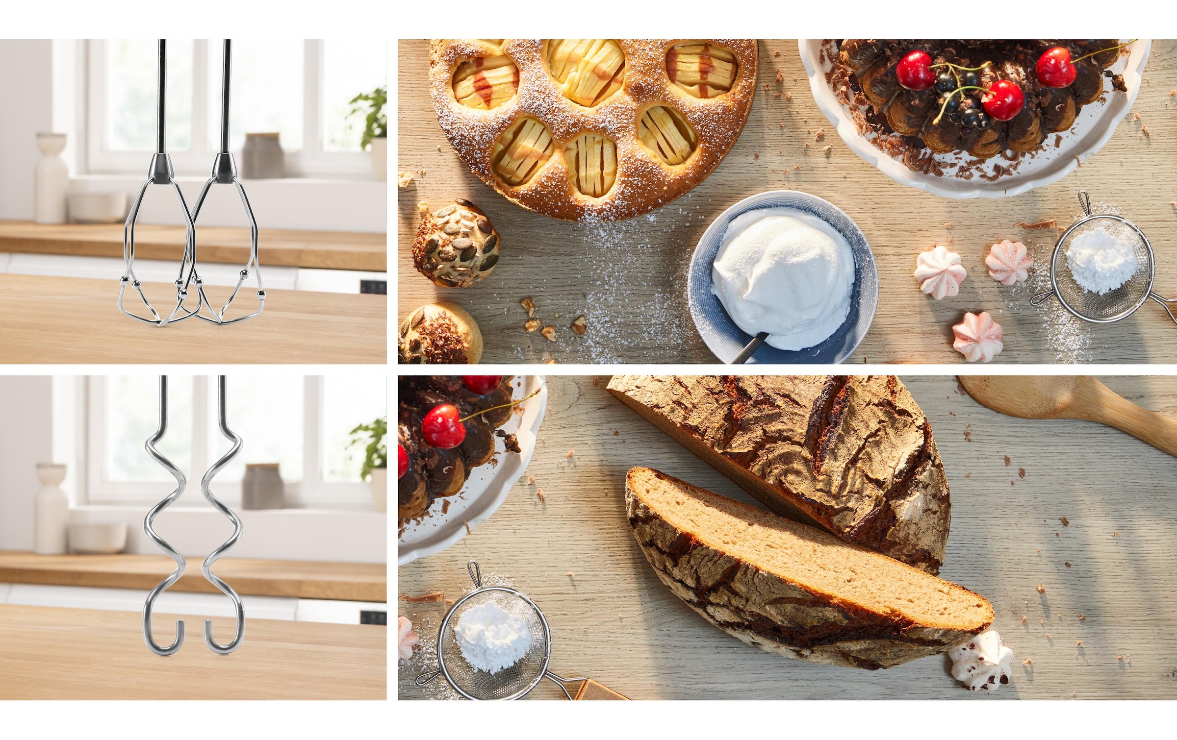 BOSCH Mixeur à main »MFQ49300, Edelst. Rührbesen/Knethaken, 5 Stufen, Spiralkabel« 850 W Turbotaste, Soft-Touch-Griff, leichtes Gehäuse, Made in Europe