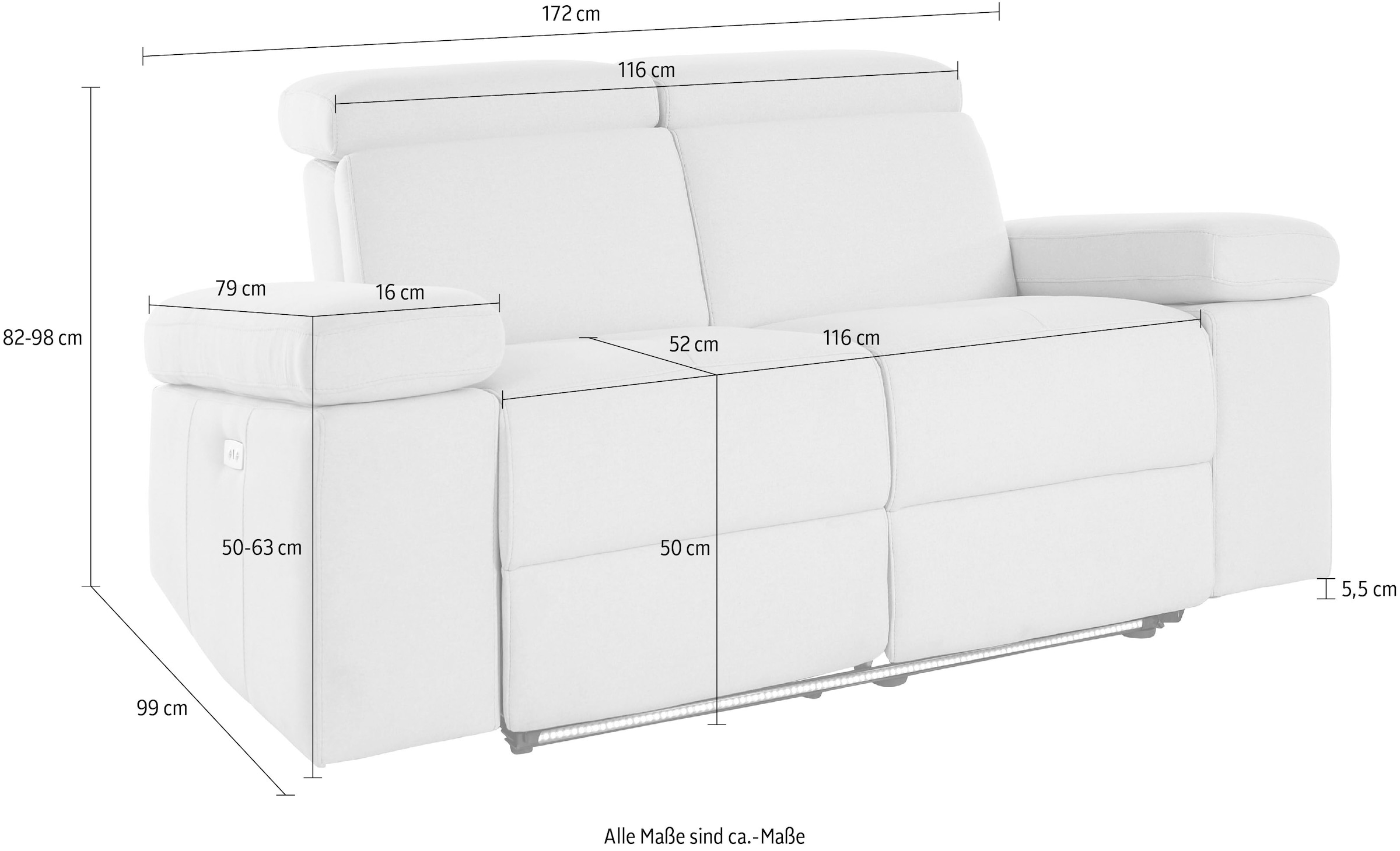 Home affaire 2-places »Kilado« mit Relaxfunktion, verstellbarer Armlehne, Kopfteilverstellung