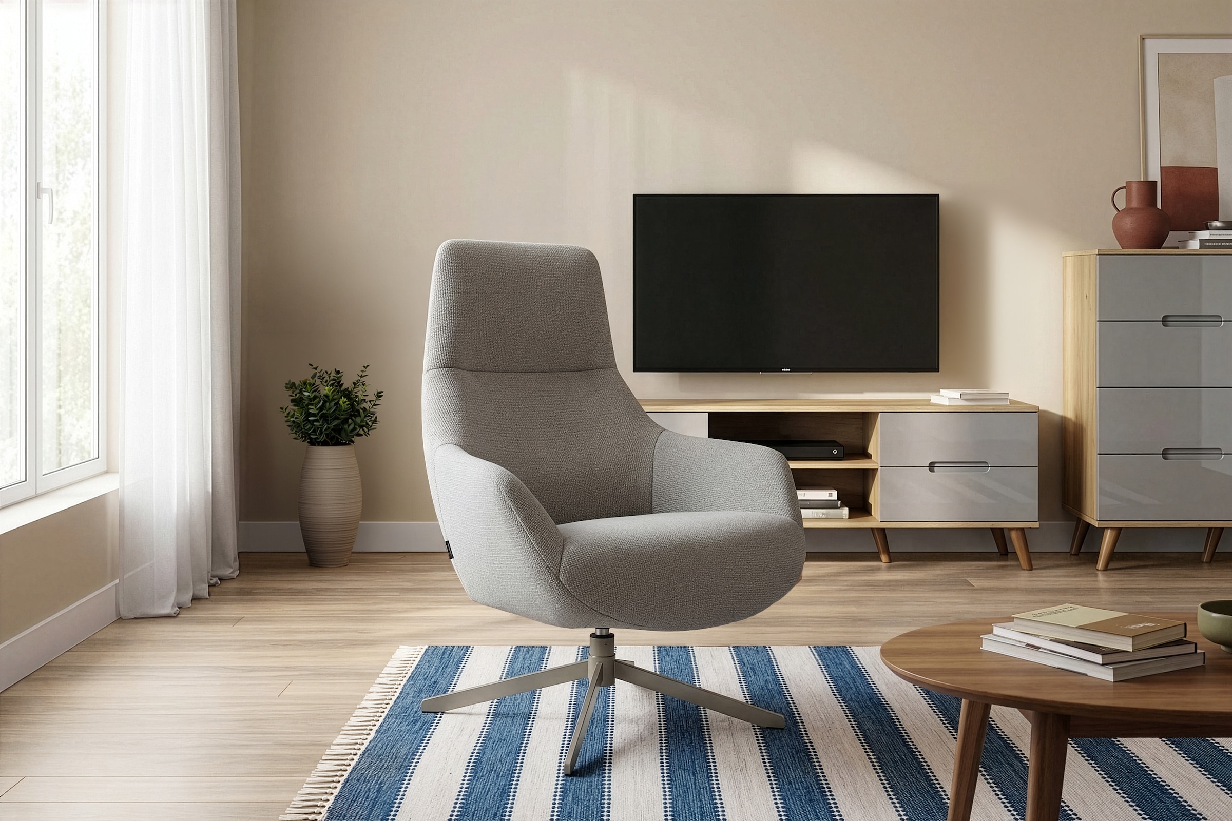 GOODproduct Fauteuil pivotant »CLARINDA moderner Ohrensessel drehbar, TV-Sessel, Relaxsessel« 360-Grad drehbar, robustes Metallgestell,