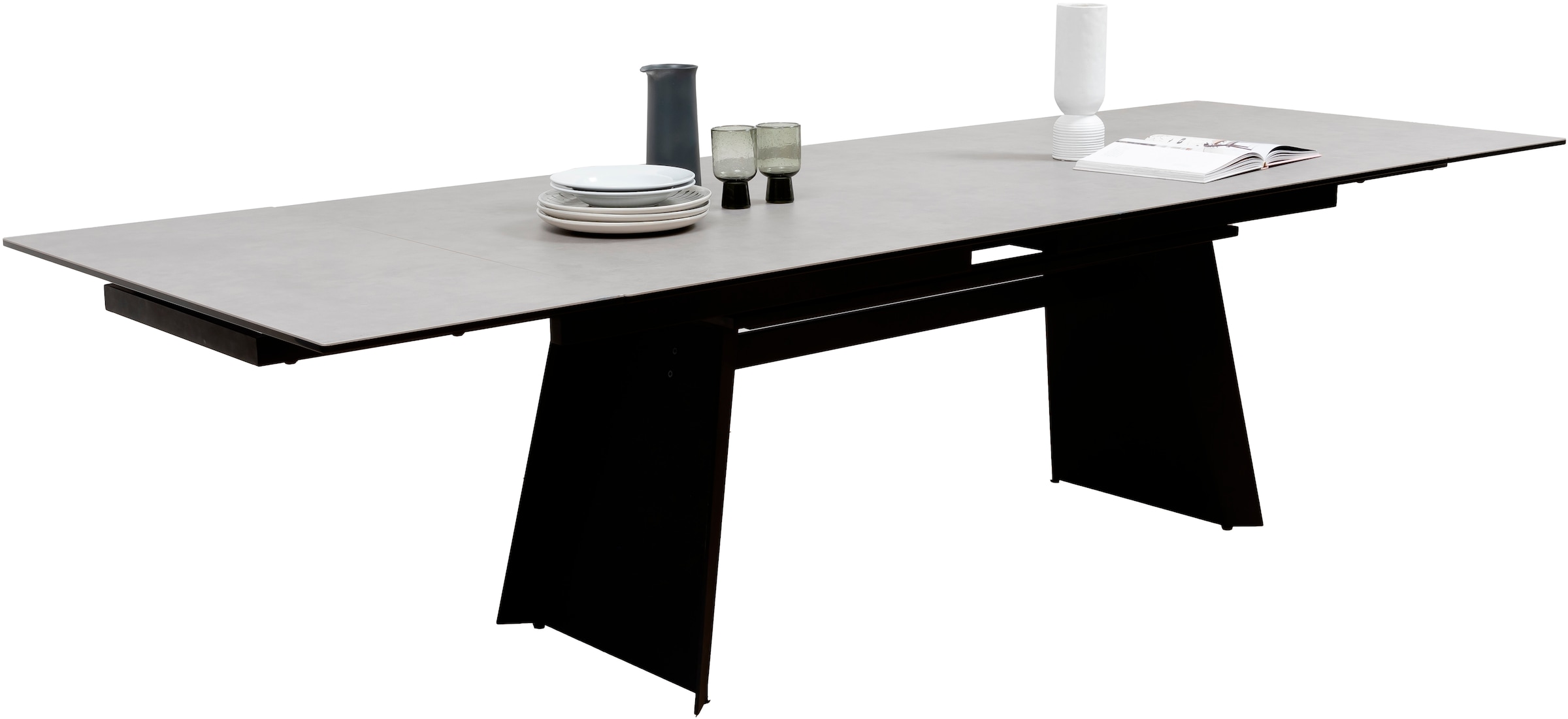 MCA furniture Table de salle à manger »MOLINARA Auzugtisch 200-290cm hellgrau« 1 cuis tlg. Keramik, Metall, Stirnauszug, ausziehbar, 10-12 Personen