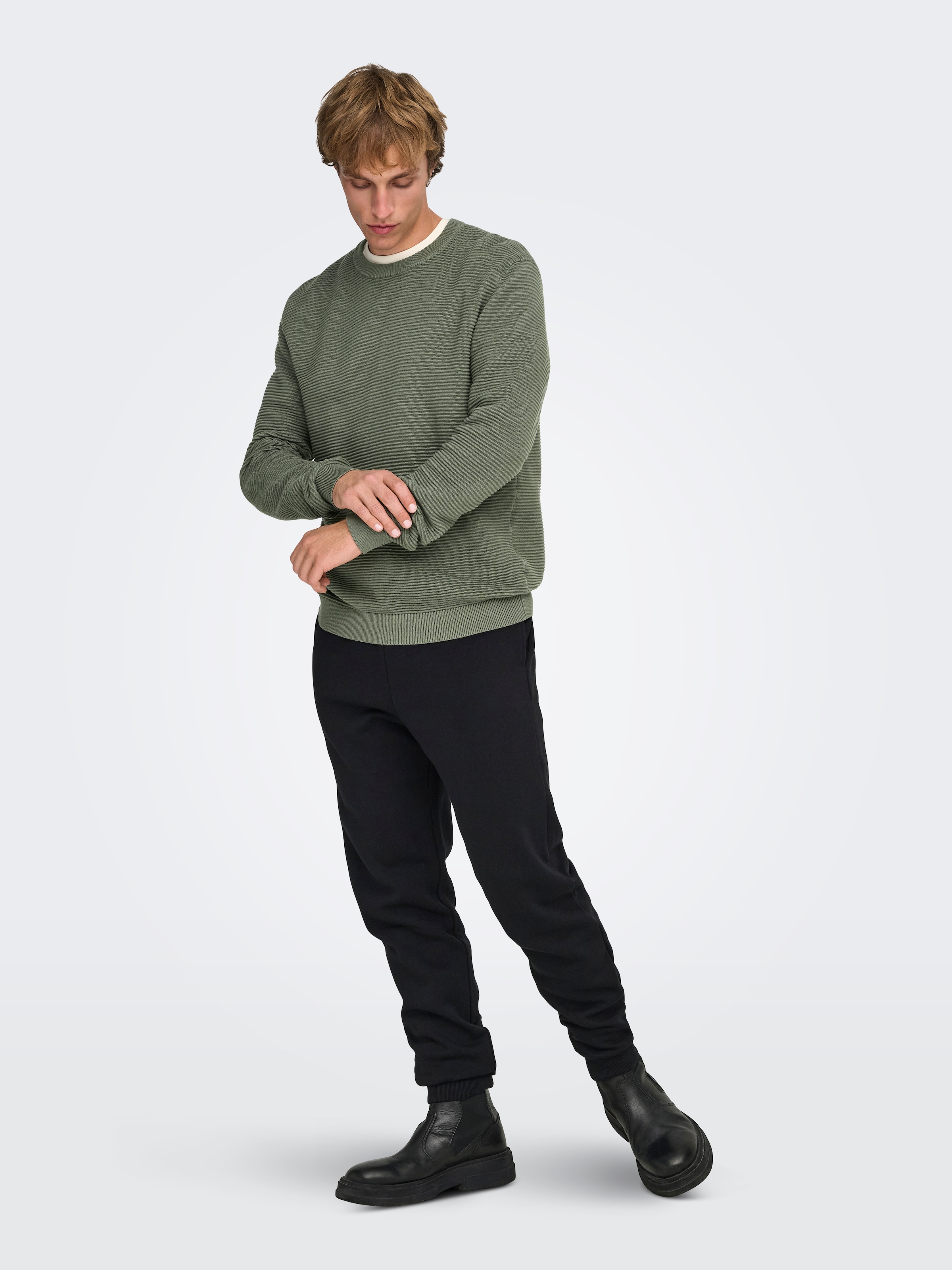 ONLY & SONS Rundhalspullover »ONSRON REG LS CREW NECK KNIT NOOS« Baumwolle, regular fit