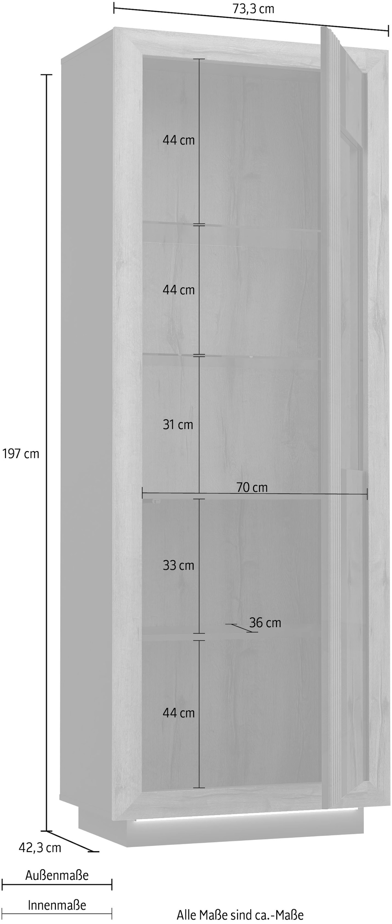 FORTE Vitrines »Savona« hauteur 197 cm, incl. éclairage de socle