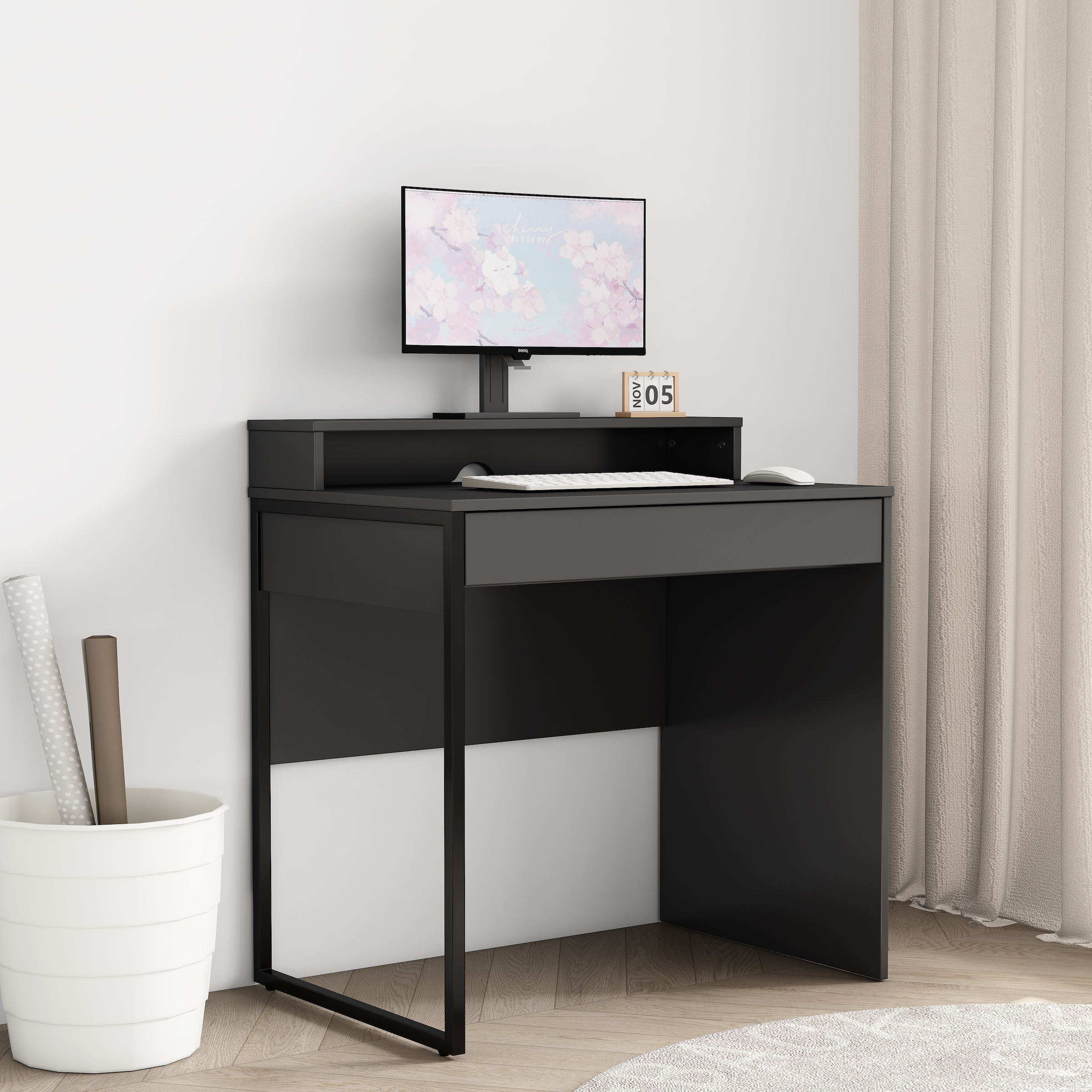 GOODproduct Bureau »Moid, Computertisch in modernem Design« Breite 80 cm, mit Schublade, Kabeldurchlass & Metallkufe