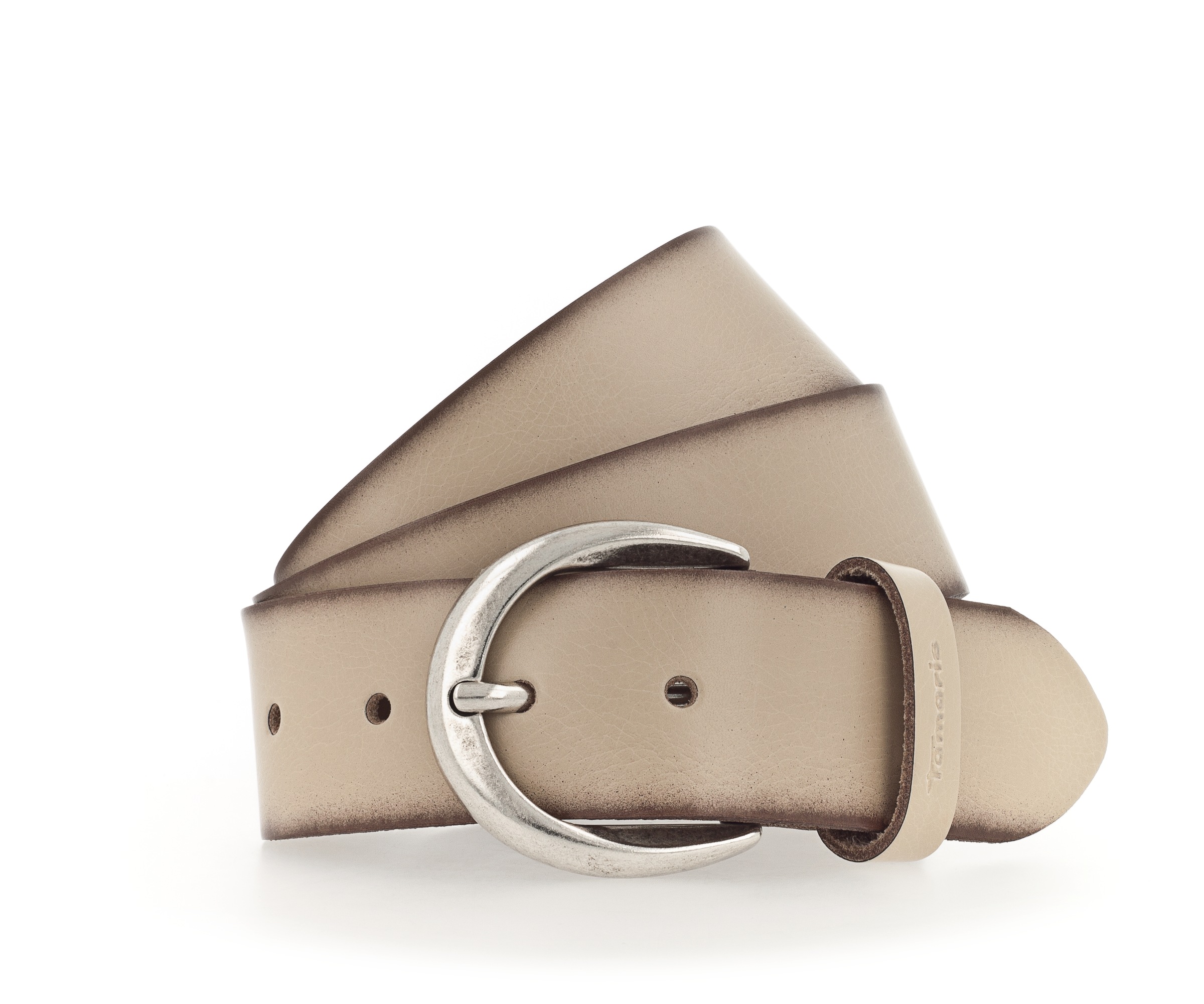 Tamaris Ceinture en cuir »Charlotte Silver« avec boucle ardillon demi-ronde argent poli, largeur 4 cm