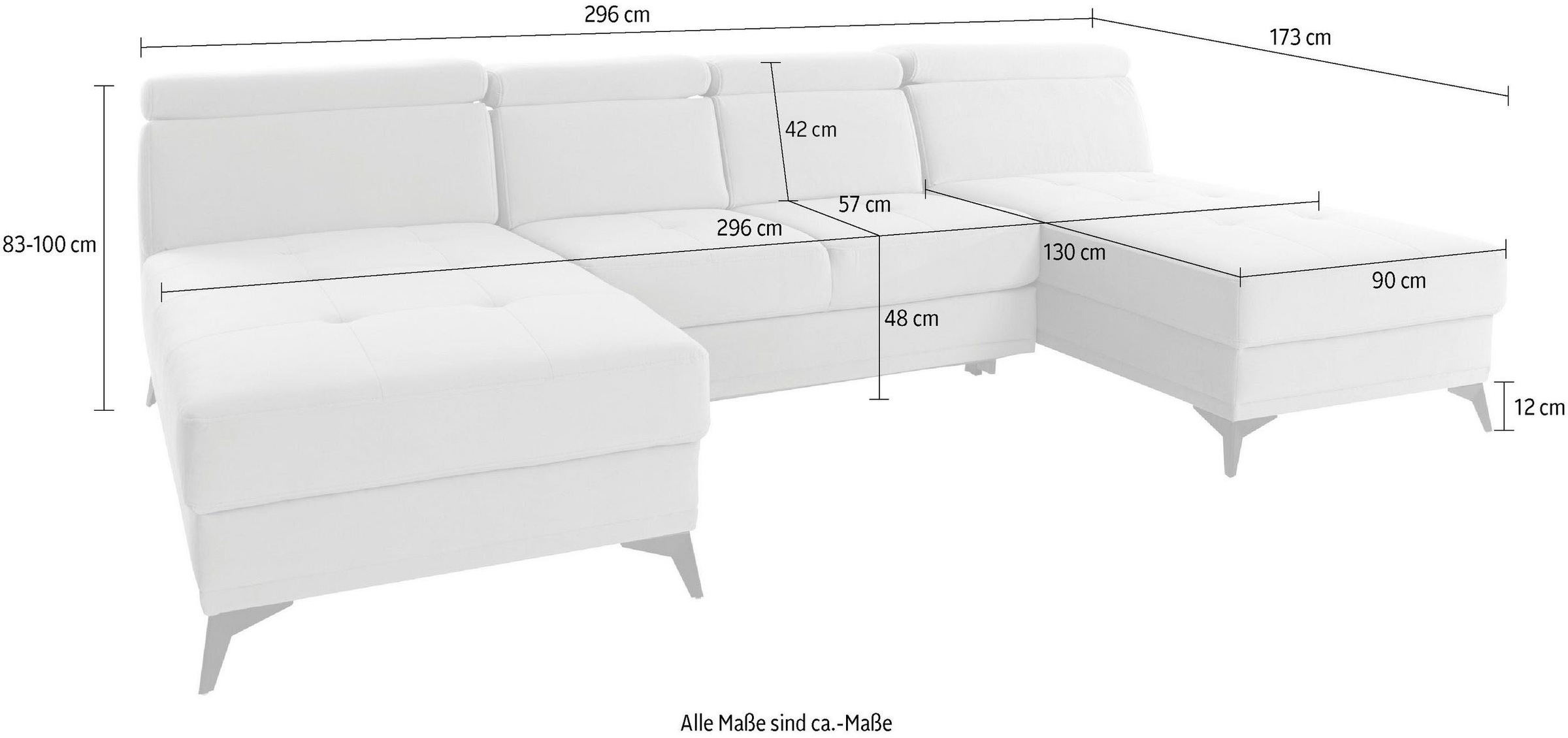 INOSIGN Wohnlandschaft »Cardiz U-Form« inkl.Kopfteilverstellung und Federkern wahlweise mit Bettfunktion