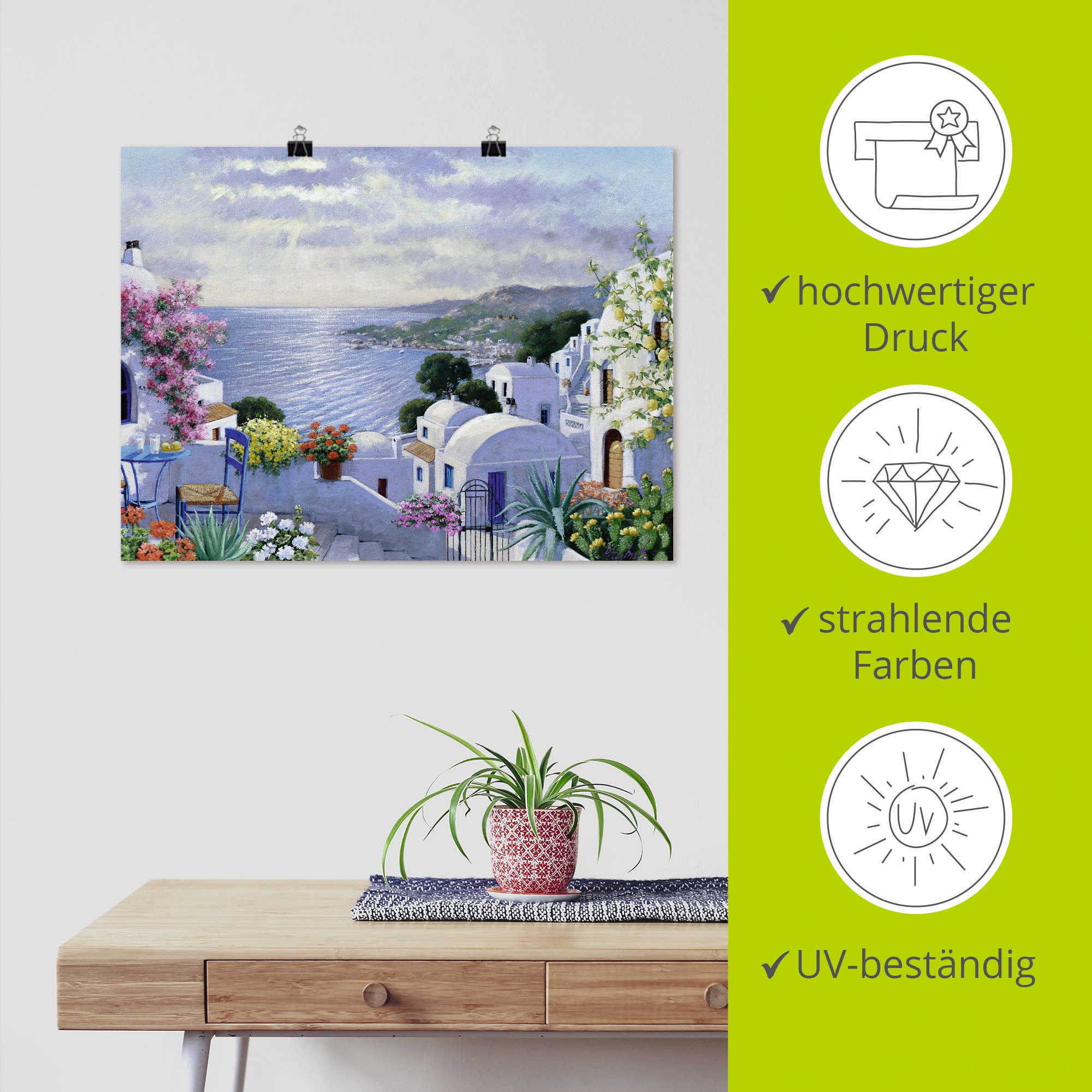 Artland Fresque murale »Funkelndes Griechenland« 1 cuis tlg. als Leinwandbild, Poster in verschied. Grössen