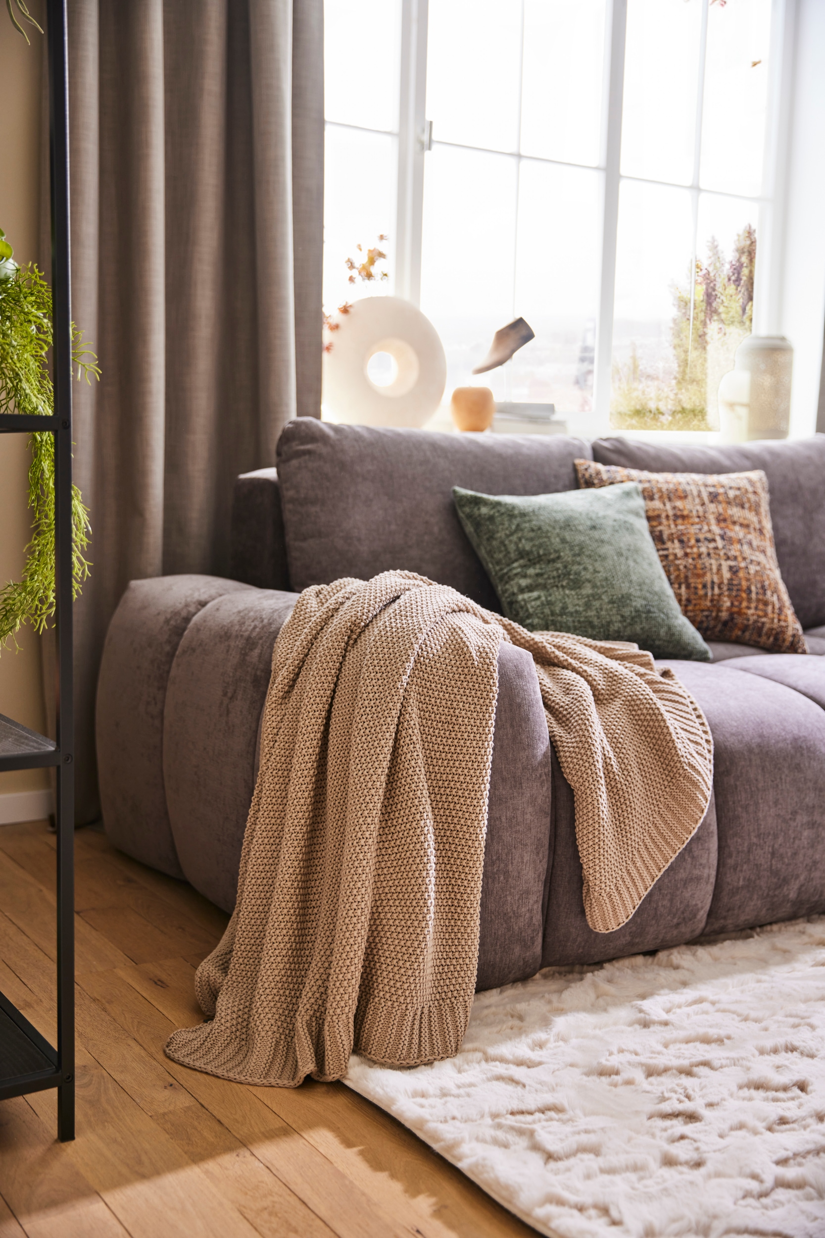 GOODproduct Wohndecke »Phelon« 100% Baumwolle, Trendiges Strickmuster, 130 × 170 cm,400 g/m²