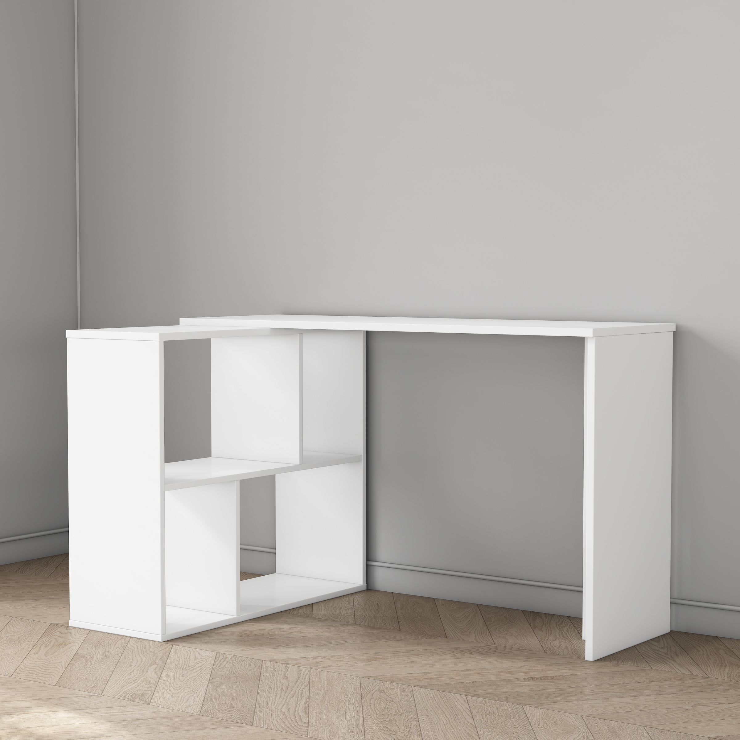 GOODproduct Eckschreibtisch »Jaaron« mit vier offenen Fächern, modernes und elegantes Design