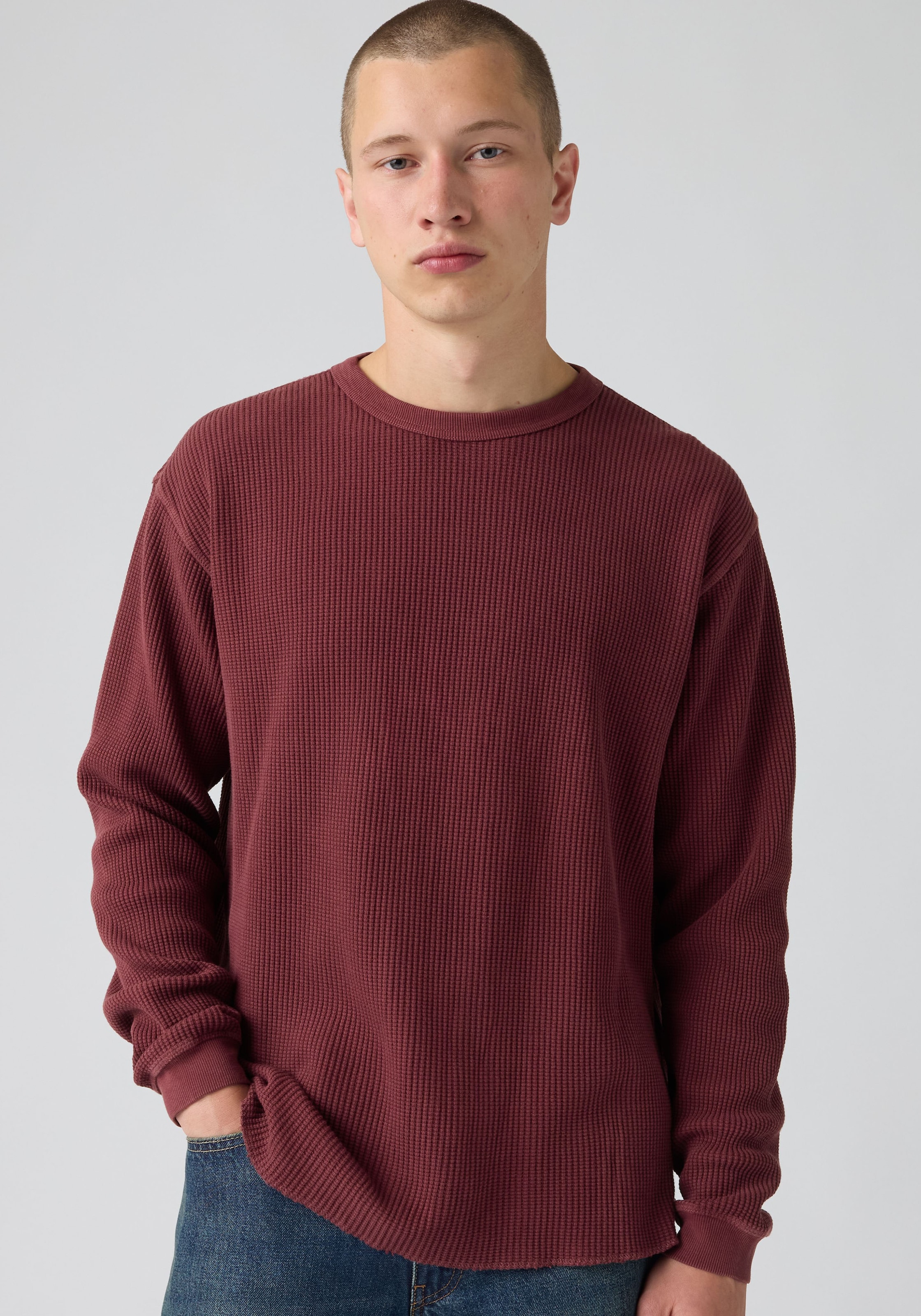 Levi's® T-shirt à manches longues motif en nid d'abeille