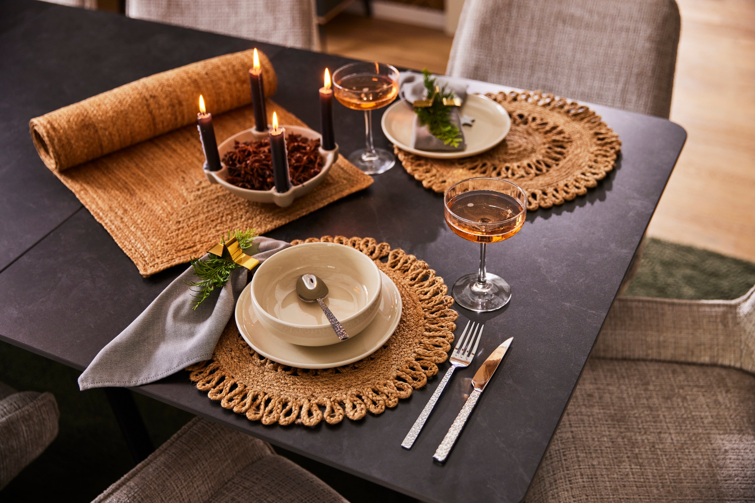 my home Set de table »Aimka« Handgefertigt, 35x35, rund
