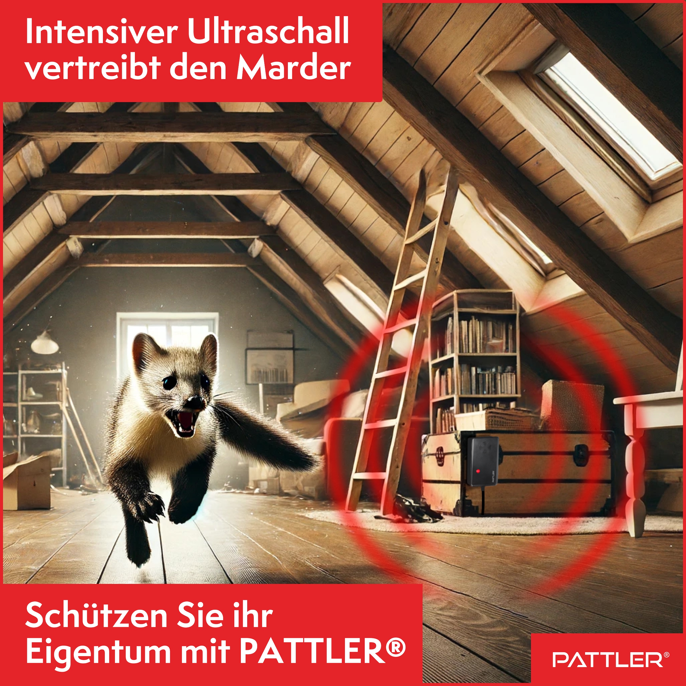 Pattler Ultraschall-Tierabwehr »Marderschreck mit  Hochfrequenztönen« 2 Geräte für ca. 120 m²