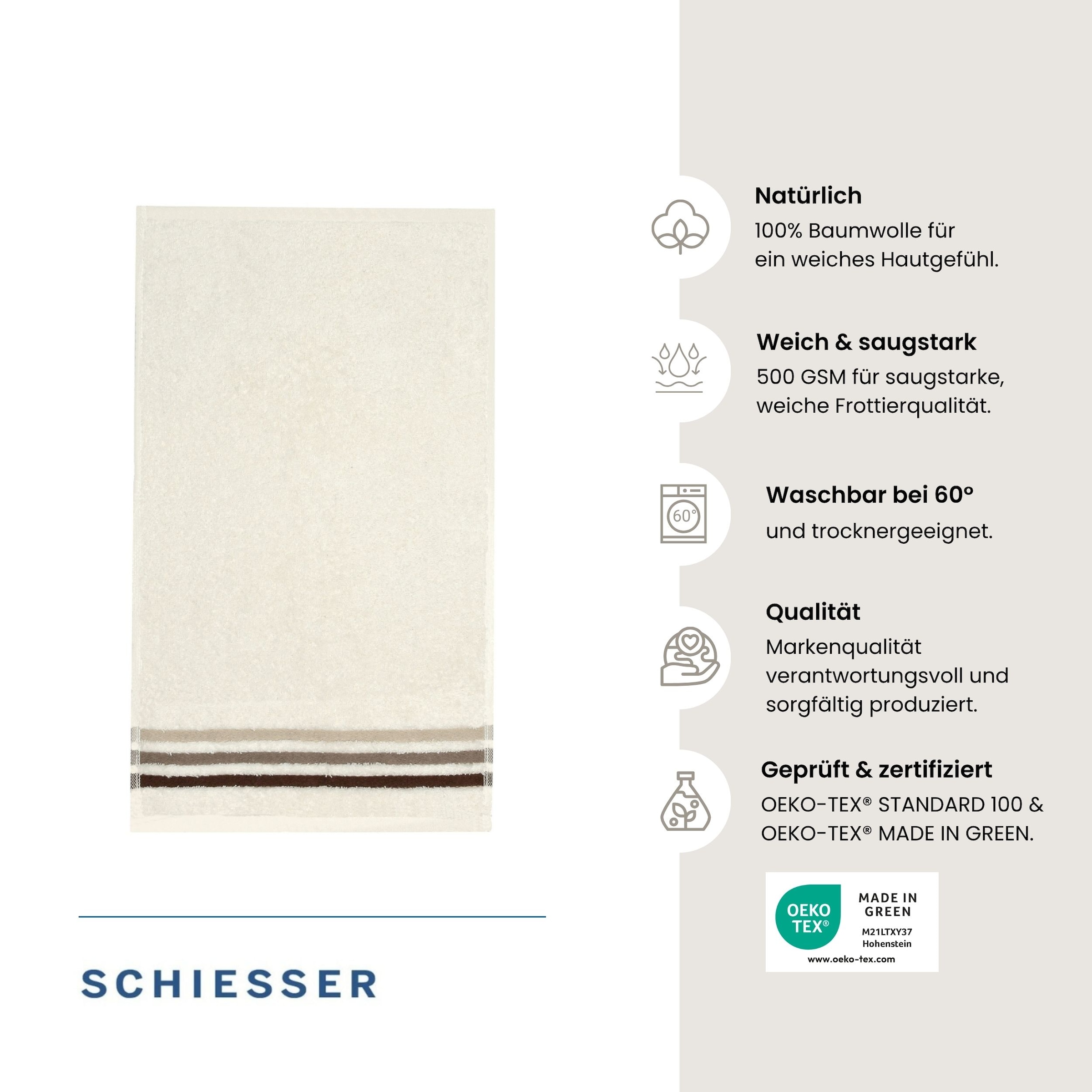 Schiesser Gaestehandtuecher »Skyline Color aus 100 % Baumwolle mit eleganter Streifenbordüre« OEKO-TEX® MADE IN GREEN