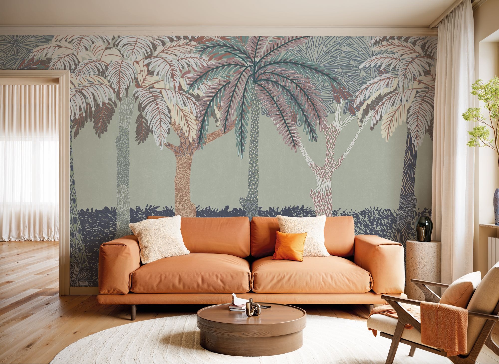 Komar Papier peint photo »Vlies Fototapete - Patterned Palms - Grösse 400 x 250 cm« Motif | imprimé lisse