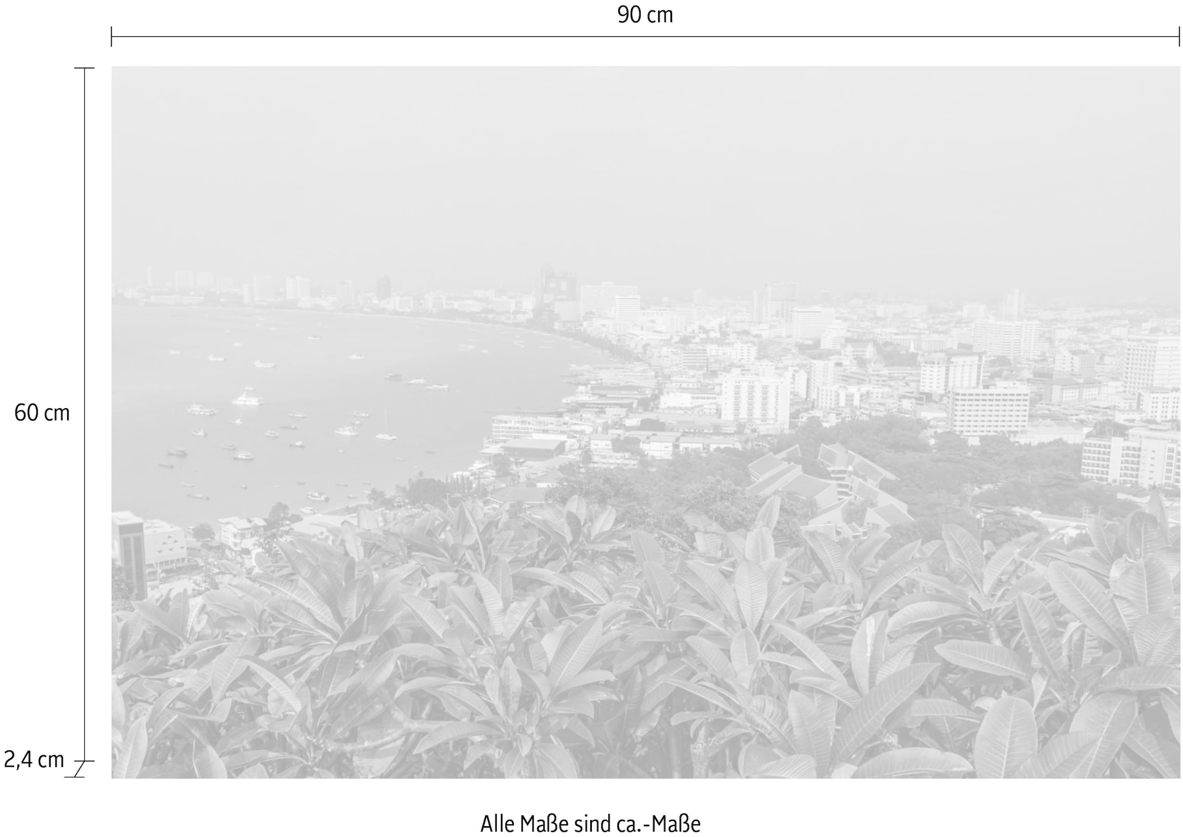 queence Tableau en verre acrylique »Stadt am Meer« Fine Art-Print in Galeriequalität