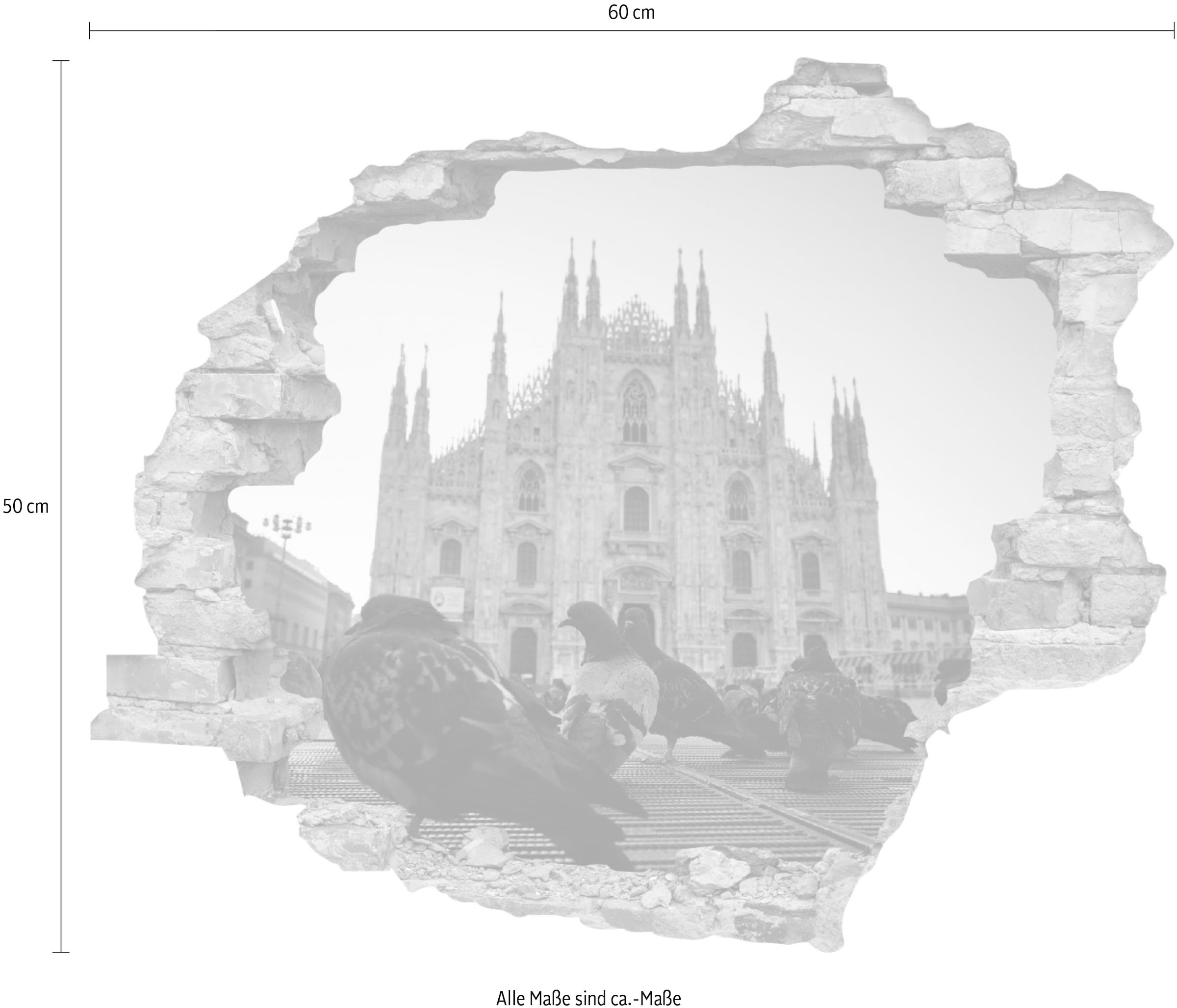 queence Autocollant mural »Tauben« Wandsticker, Wandbild, selbstklebend, 3D, Wanddurchbruch