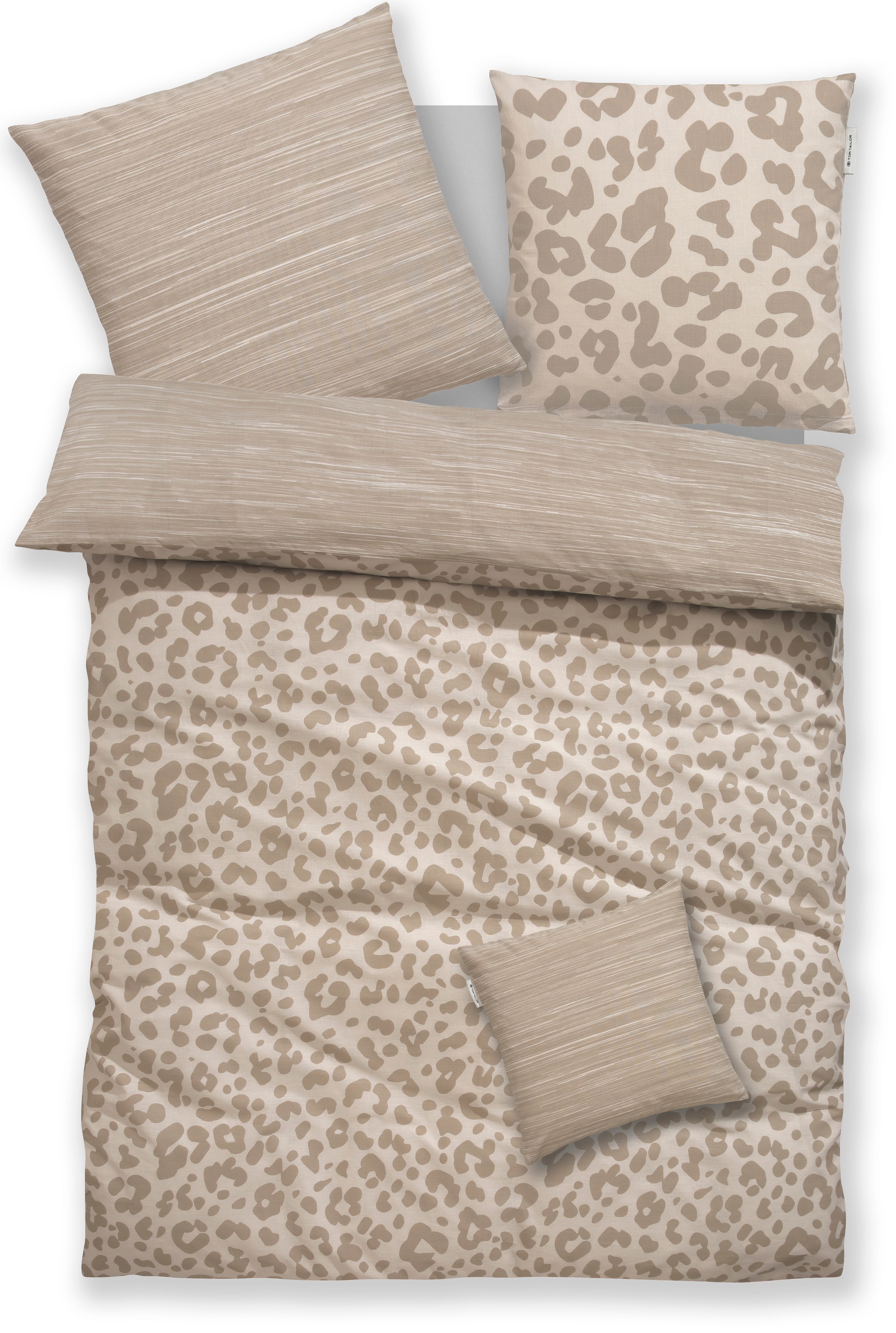 TOM TAILOR HOME Bettwäsche »Ellja in Gr. 135x200 oder 155x220 cm, Leo Design, Bettwäsche-Set« 3 Stk. 100% Baumwolle, Animal Print, Marken-Bettwäsche mit Reissverschluss