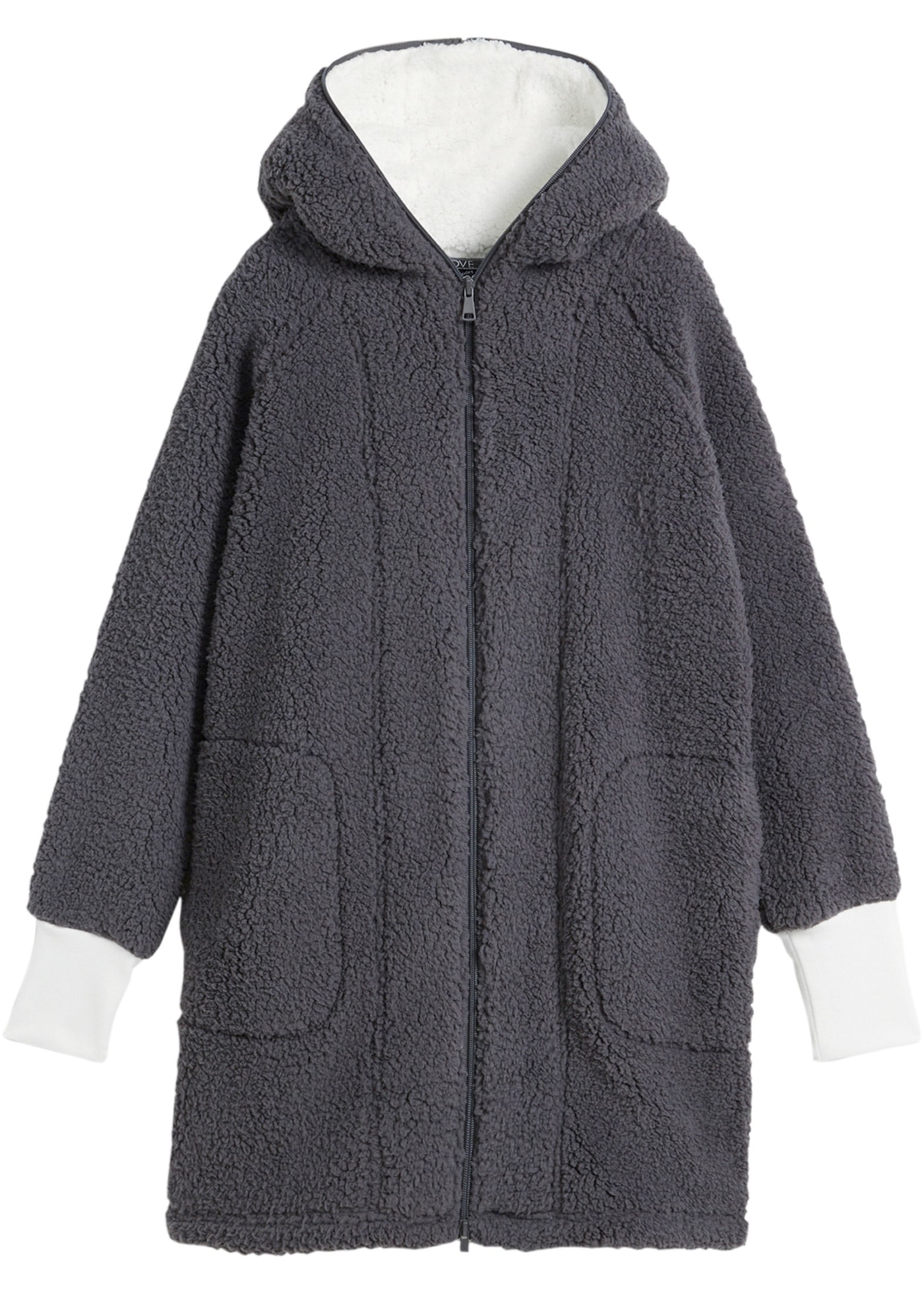 bonprix Fleecejacke mit Kapuze Oversize-Passform, aus Teddyfleece, mit 2-Wege-Reissverschluss