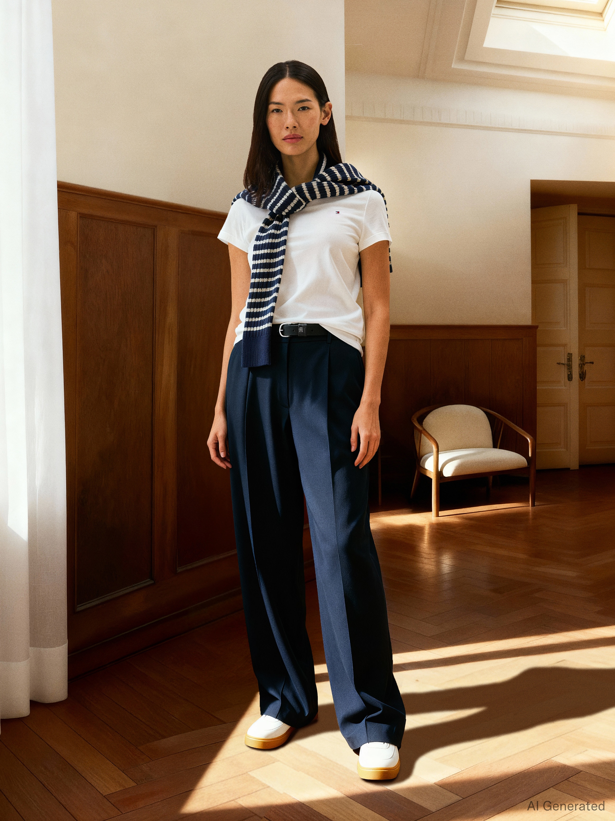 Tommy Hilfiger T-shirt »HERITAGE V-NK TEE« avec le drapeau logo Tommy Hilfiger sur la poitrine