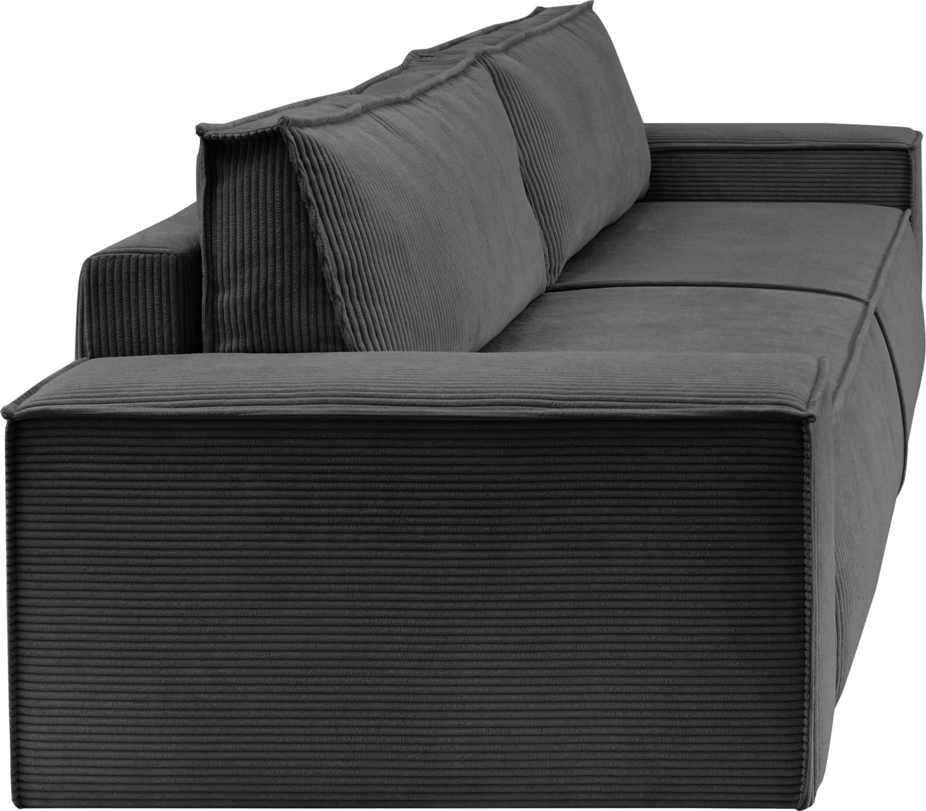 Home affaire 3-places »SHERWOOD Schlafsofa (257cm) Cord, Samtvelours, Vintage-Lederoptik« Schlaffunktion mit Bettkasten (ca. 136/200cm)
