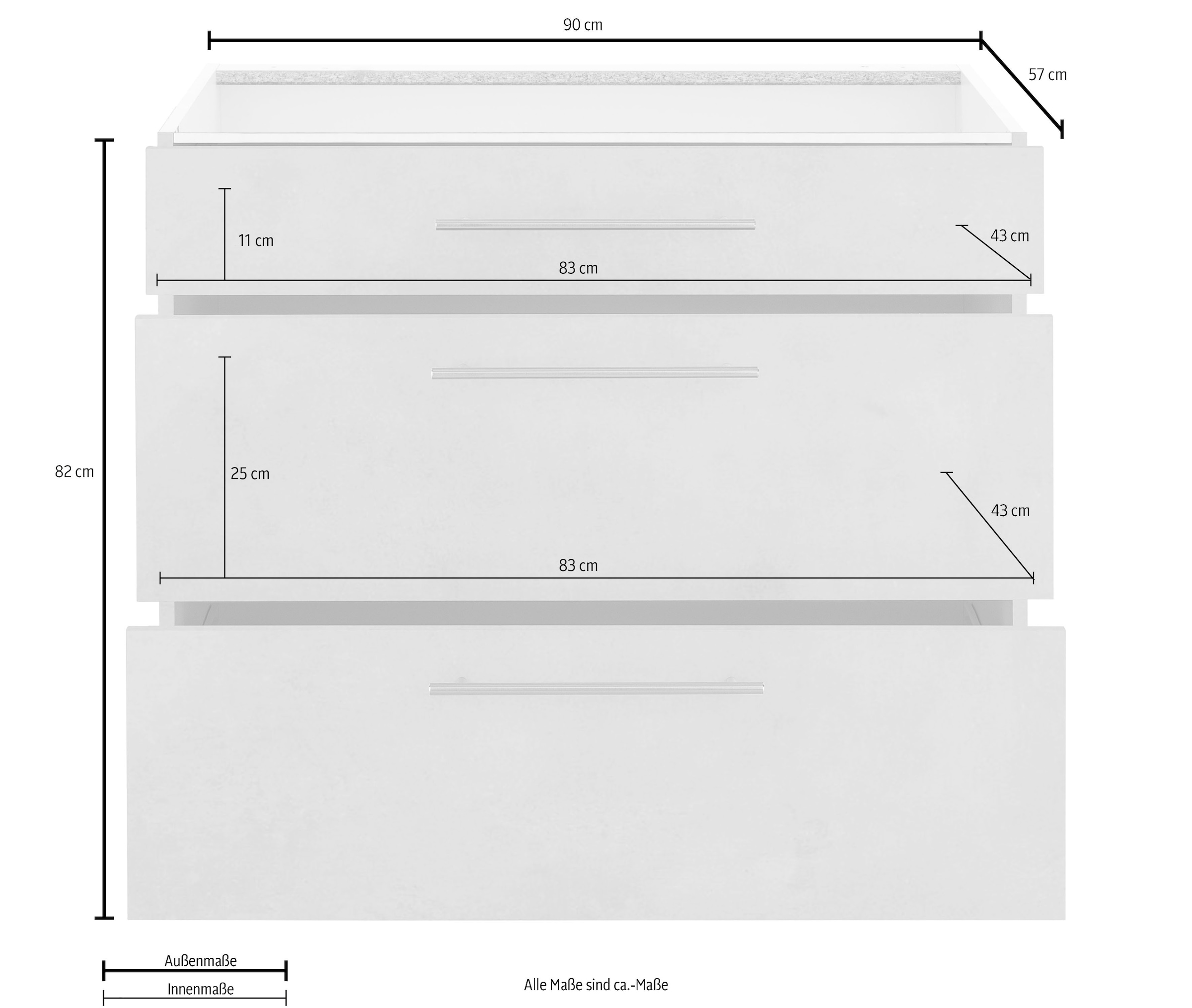 wiho Küchen Unterschrank »Flexi2« Breite 90 cm