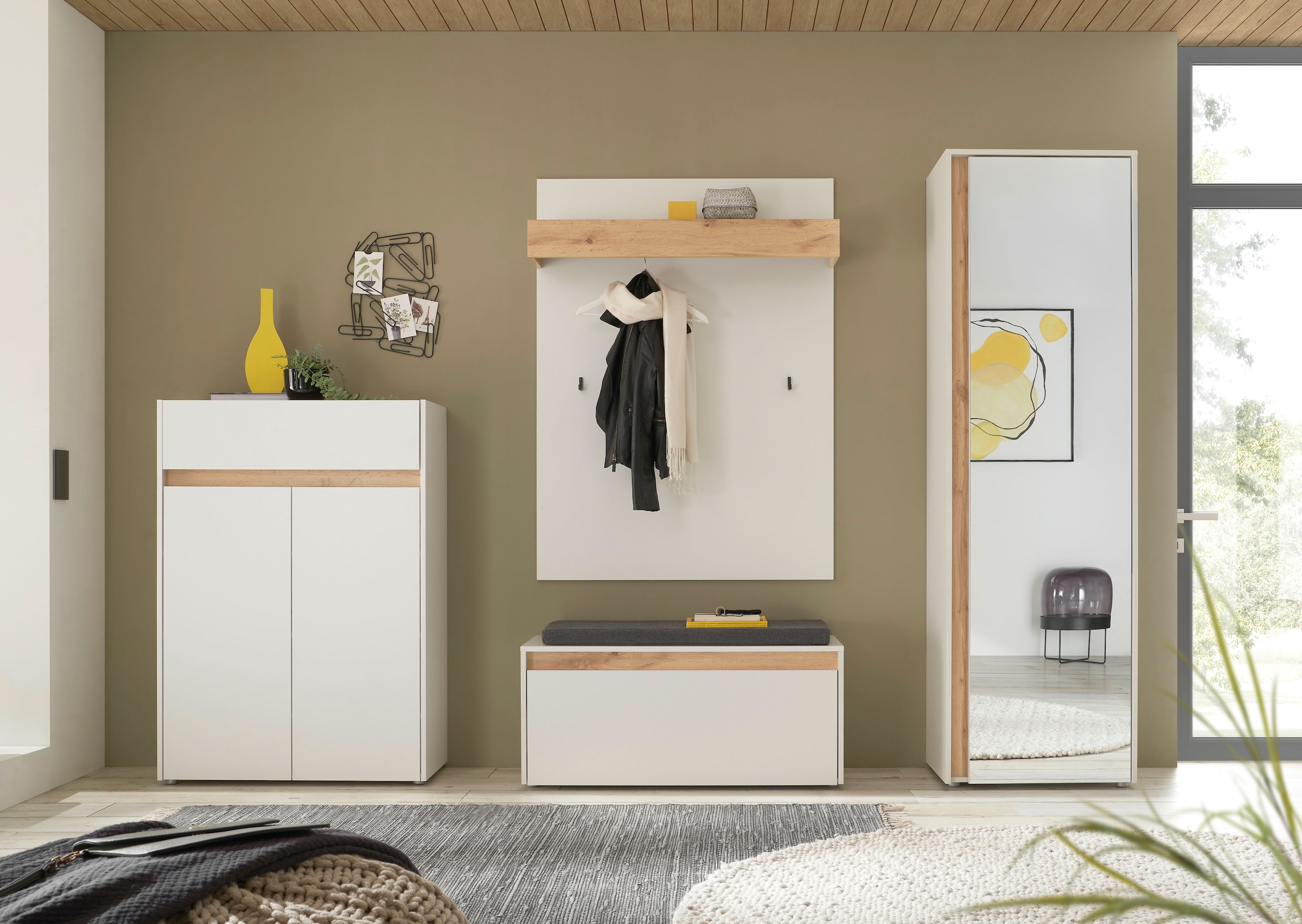 Home affaire Garderoben-Set »City/Giron, moderne Garderobe, viel Stauraum, ca. 24 Schuhe« Set, 4 Stk. tlg.