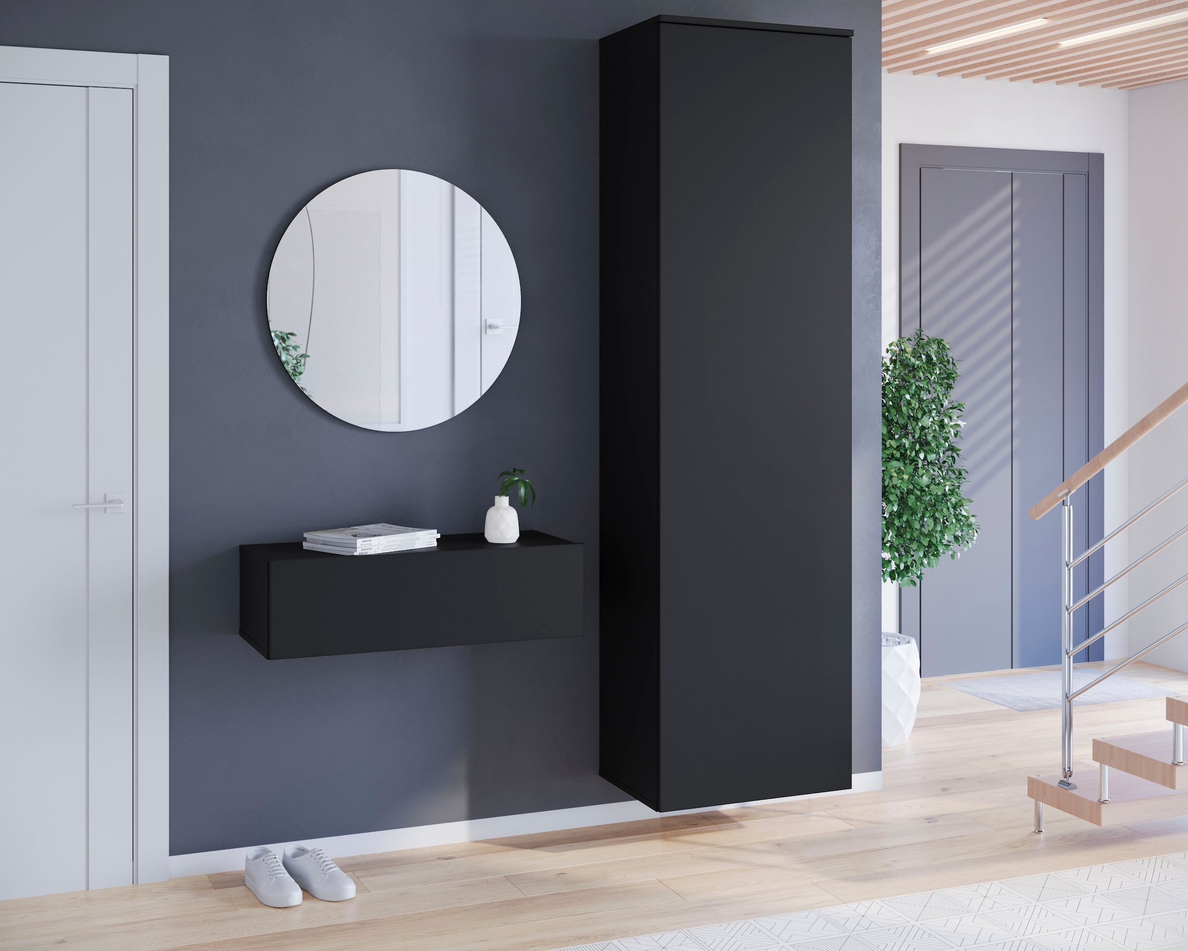GOODproduct Armoire à chaussures »Paris, stehend oder hängend montierbar, Türanschlag wechselbar« armoire à vêtements moderne hauteur 180cm, 6 compartiments spacieux