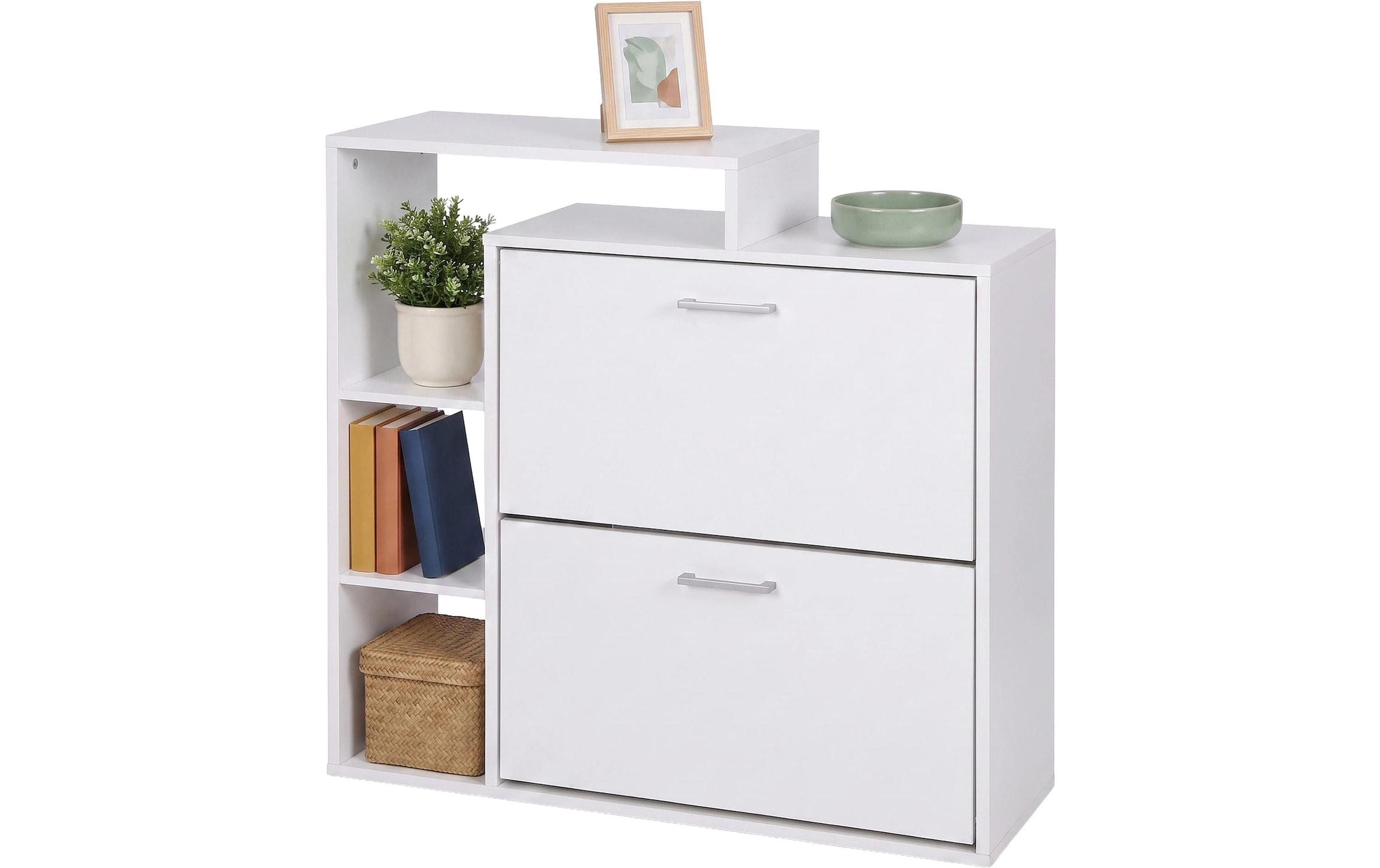 relaxdays Armoire à chaussures »Schuhkipper 80 x 90 cm, Silber/Weiss«
