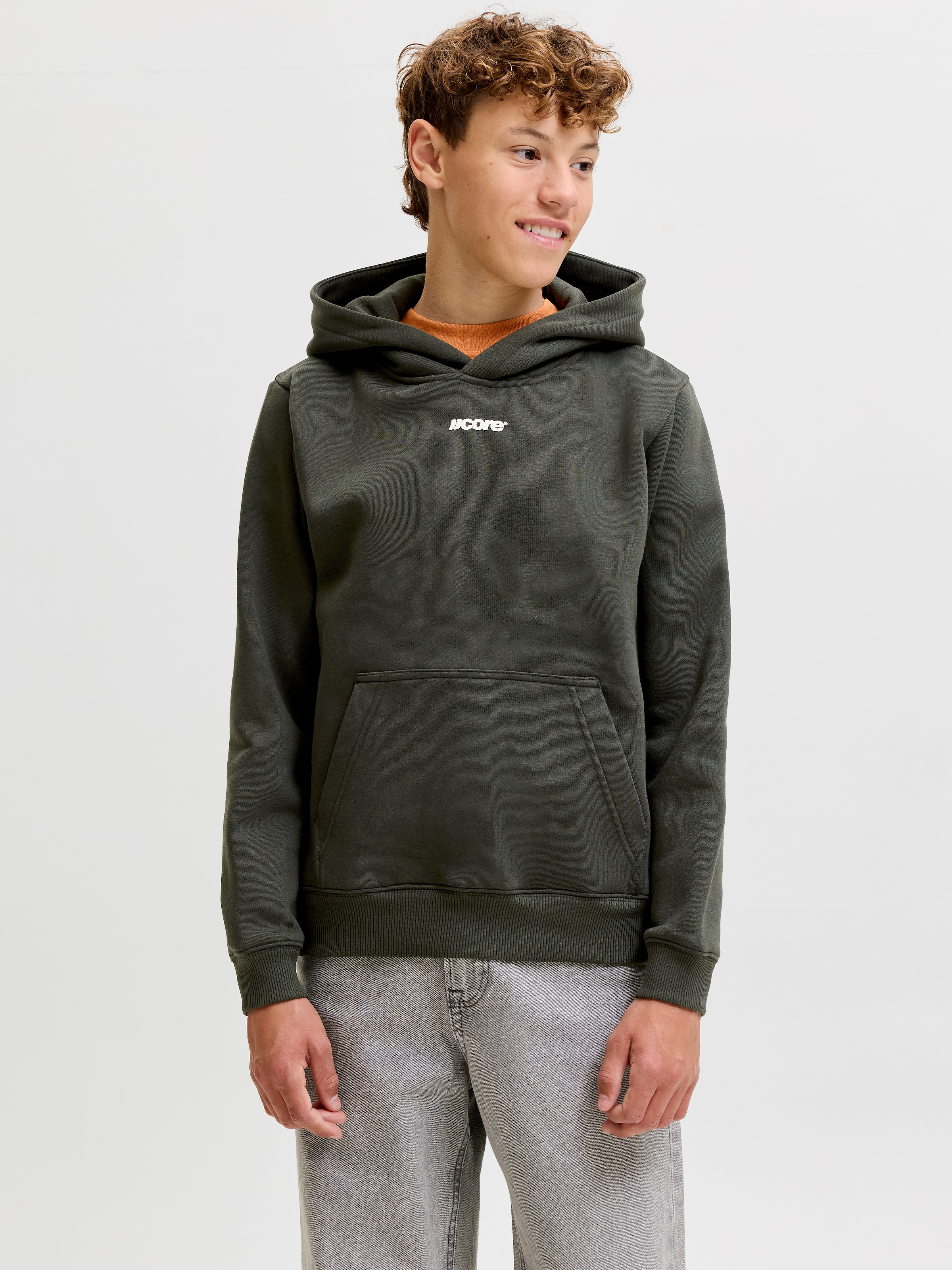 Jack & Jones Junior Kapuzensweatshirt »JCOCLUB BACK SCRIPT SWEAT HOOD SN JNR«, Baumwollmischung, locker geschnitten
