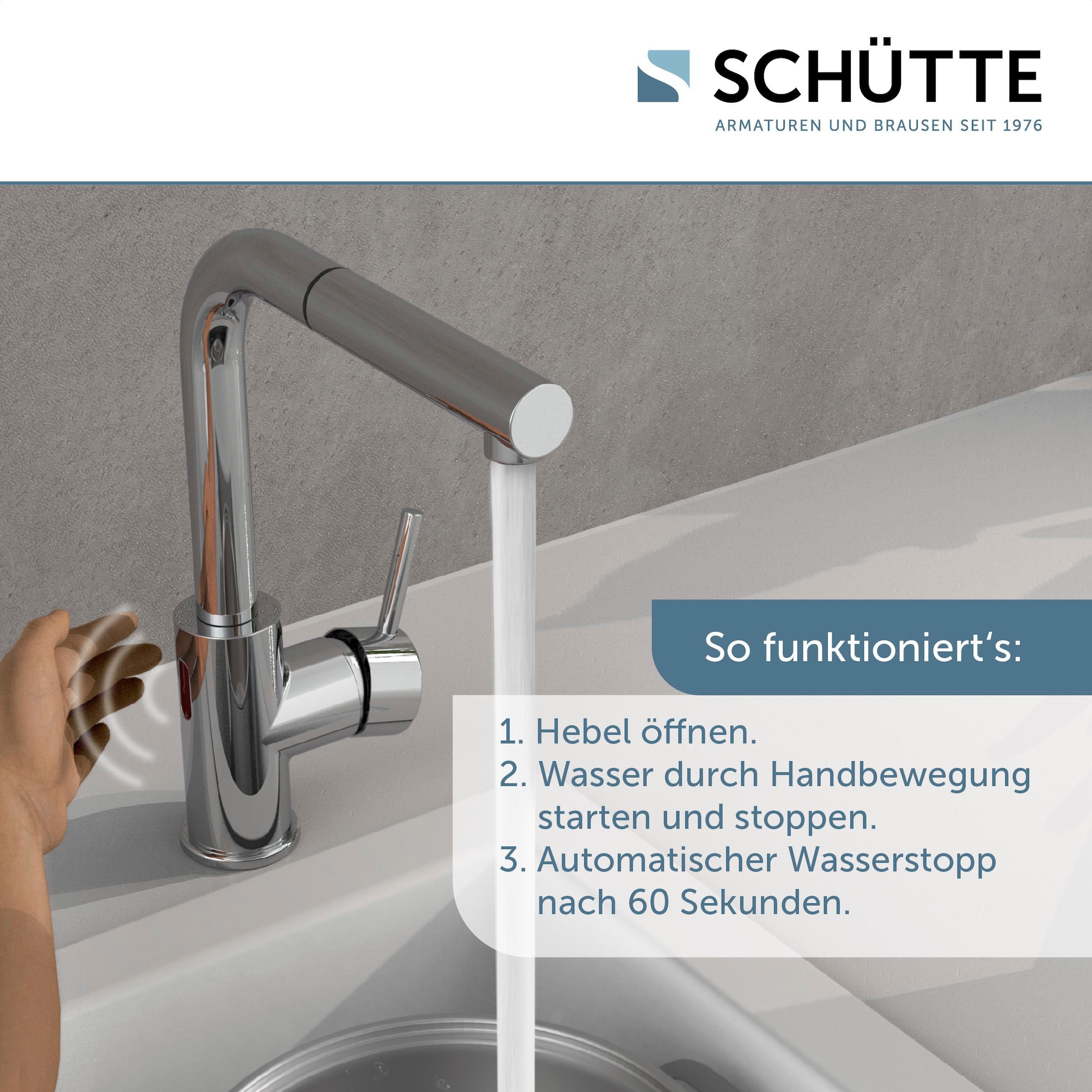 Schütte Robinet d'évier »VITAL« 1 cuis tlg. Technologie infrarouge/fonction Cold-Start/pivotant à 360° /fonction Eco-Click