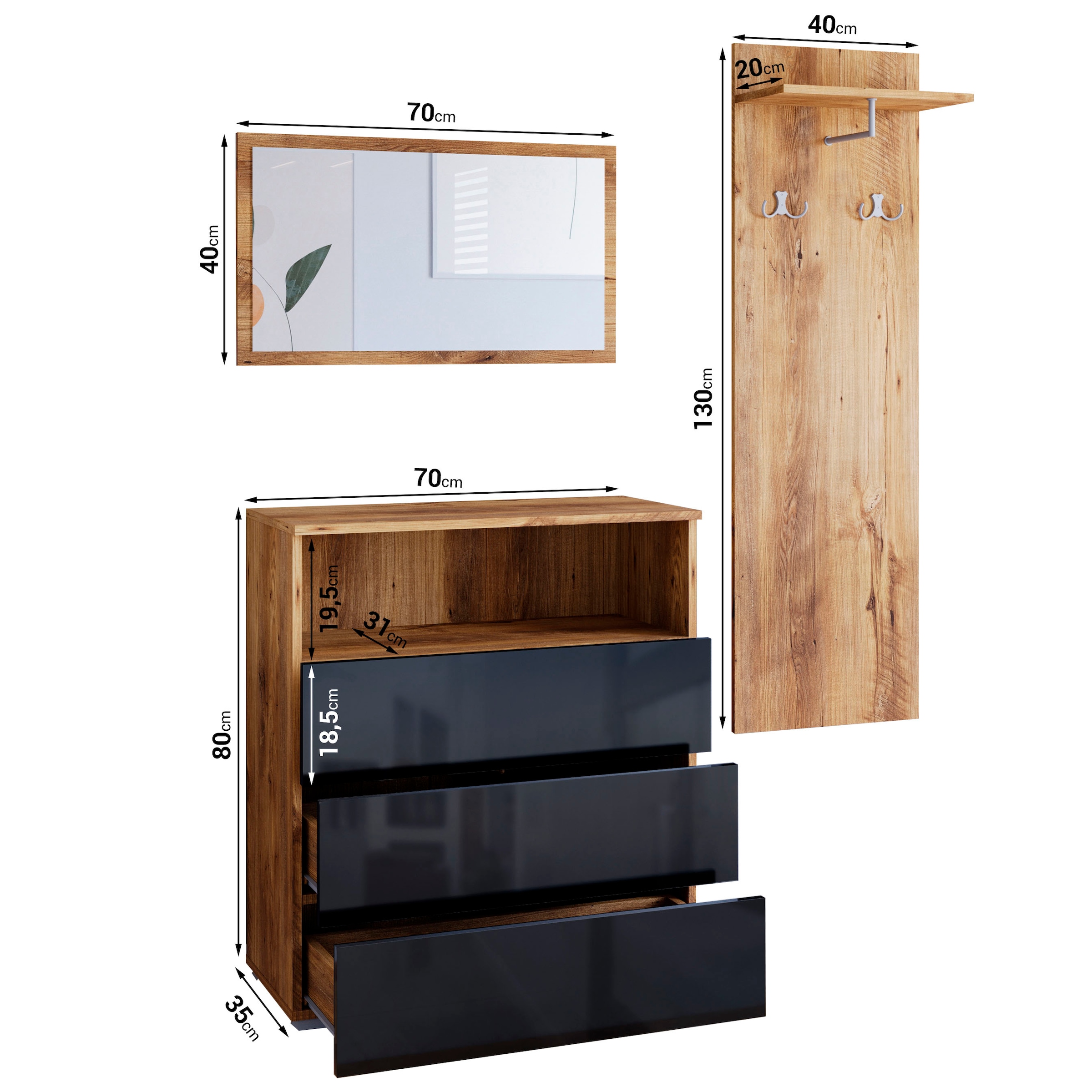 GOODproduct Ensemble de vestiaires »PARIS/ TOKYO« Ensemble complet, 3 cuis tlg.