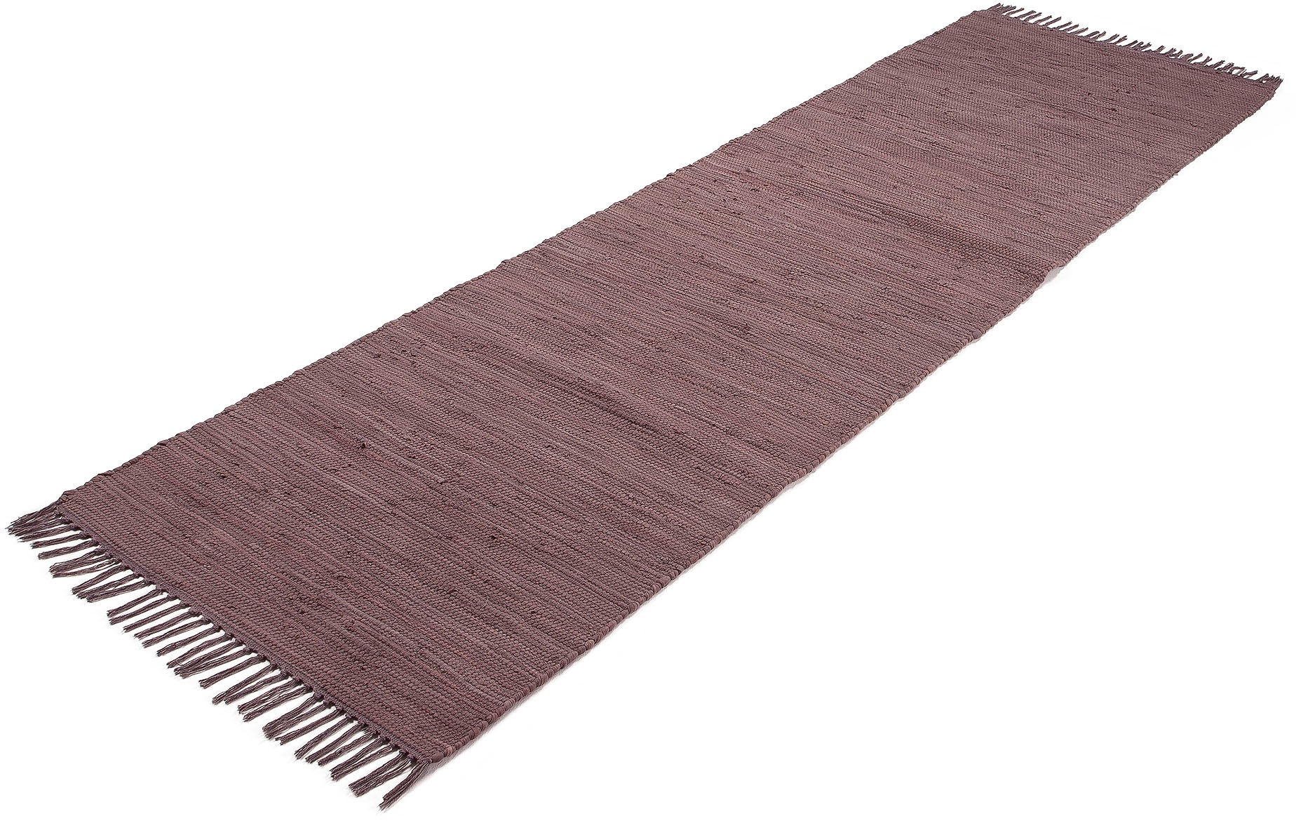 GOODproduct Chemin de table »Handweb Uni , Wendetepich« Rectangulaire 5 mm Höhe Fleckerlteppich, reine Baumwolle, handgewebt, Uni, mit Fransen