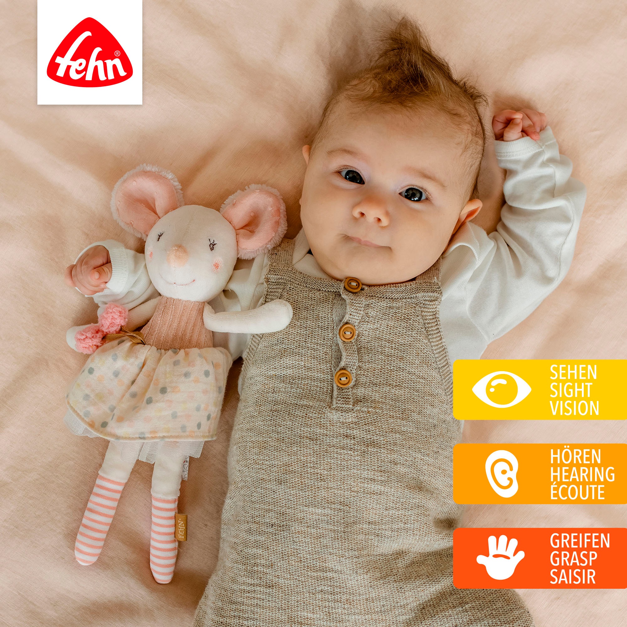 Fehn Kuscheltier »feehnLAND, Bean Bag Maus« mit Granulat-Füllung