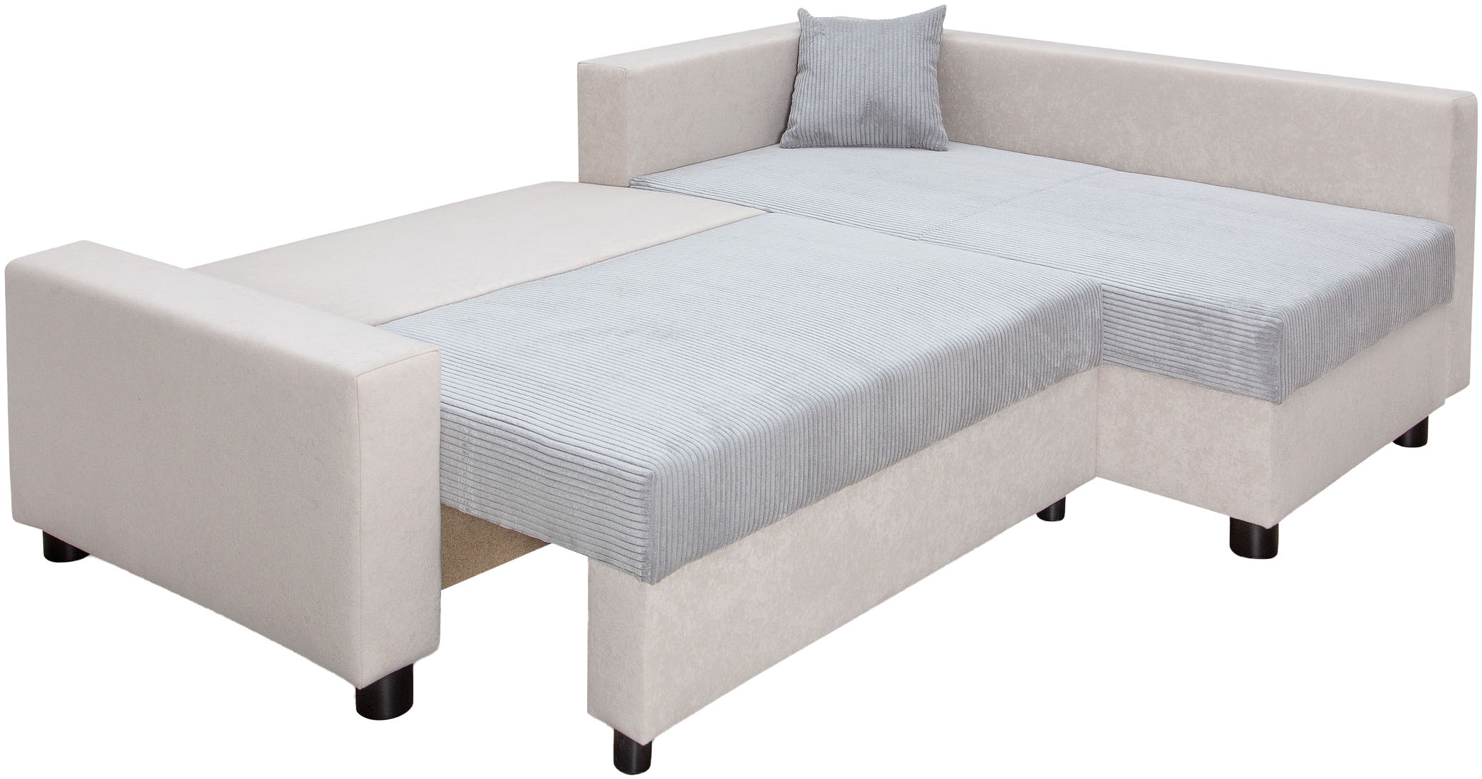 COLLECTION AB Canapé d'angle »Parma L-Form, B: 224 cm« fonction lit, coffre-lit & 2 coussins décoratifs, ressorts ensachés